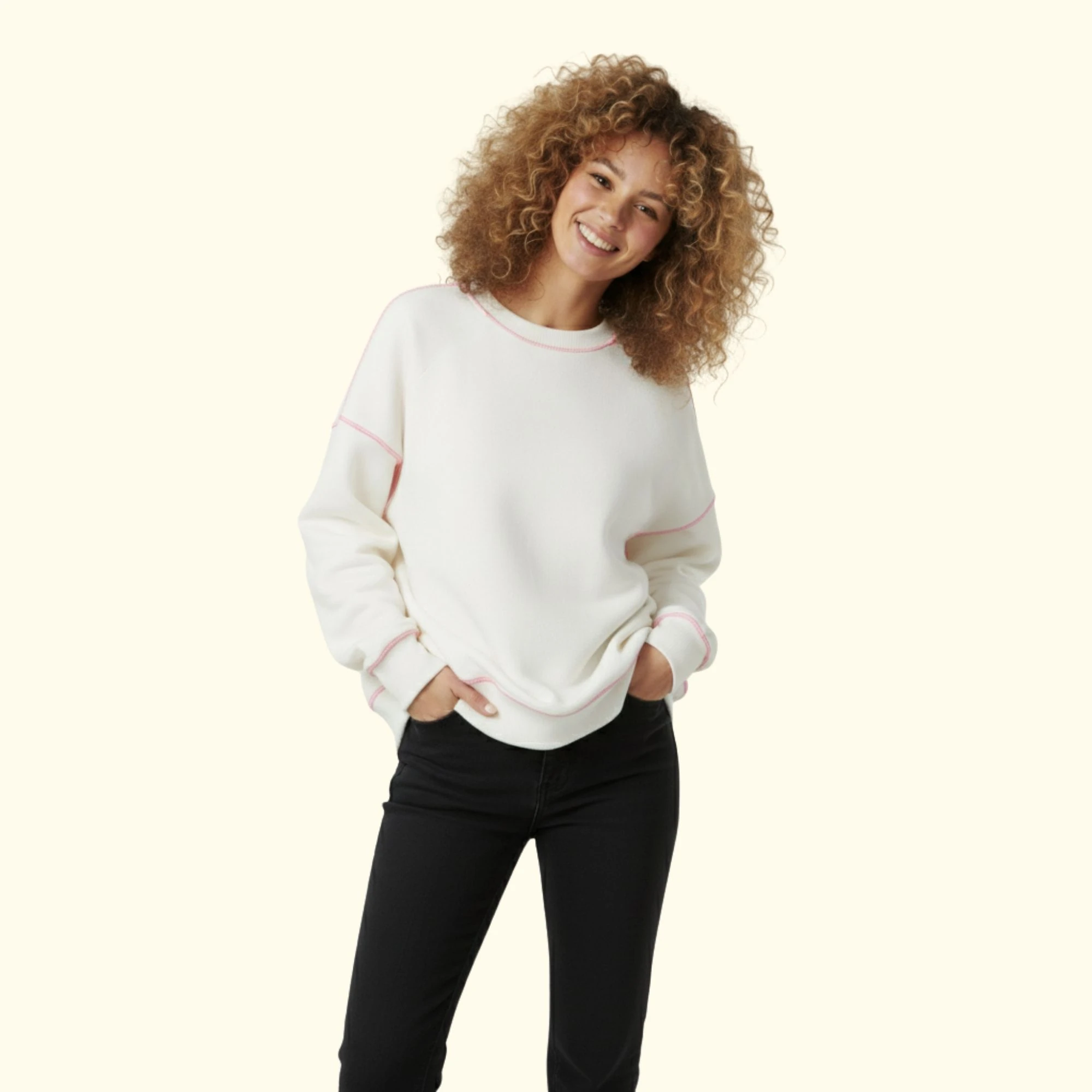 Basic Dikişli Oversize Sweatshirt