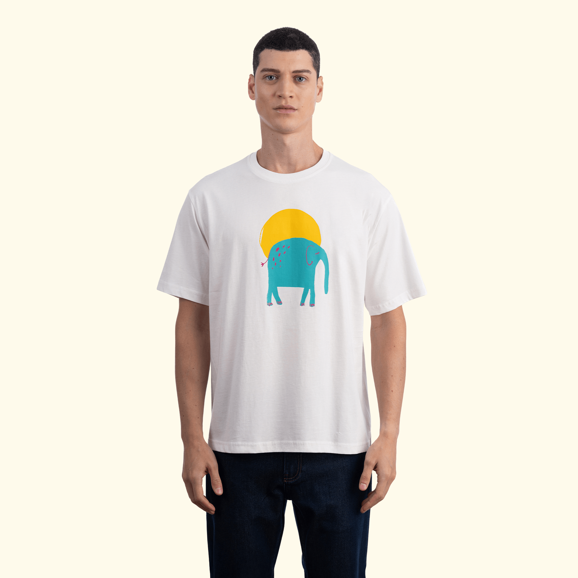 Elephant Oversize Ekru T-Shirt