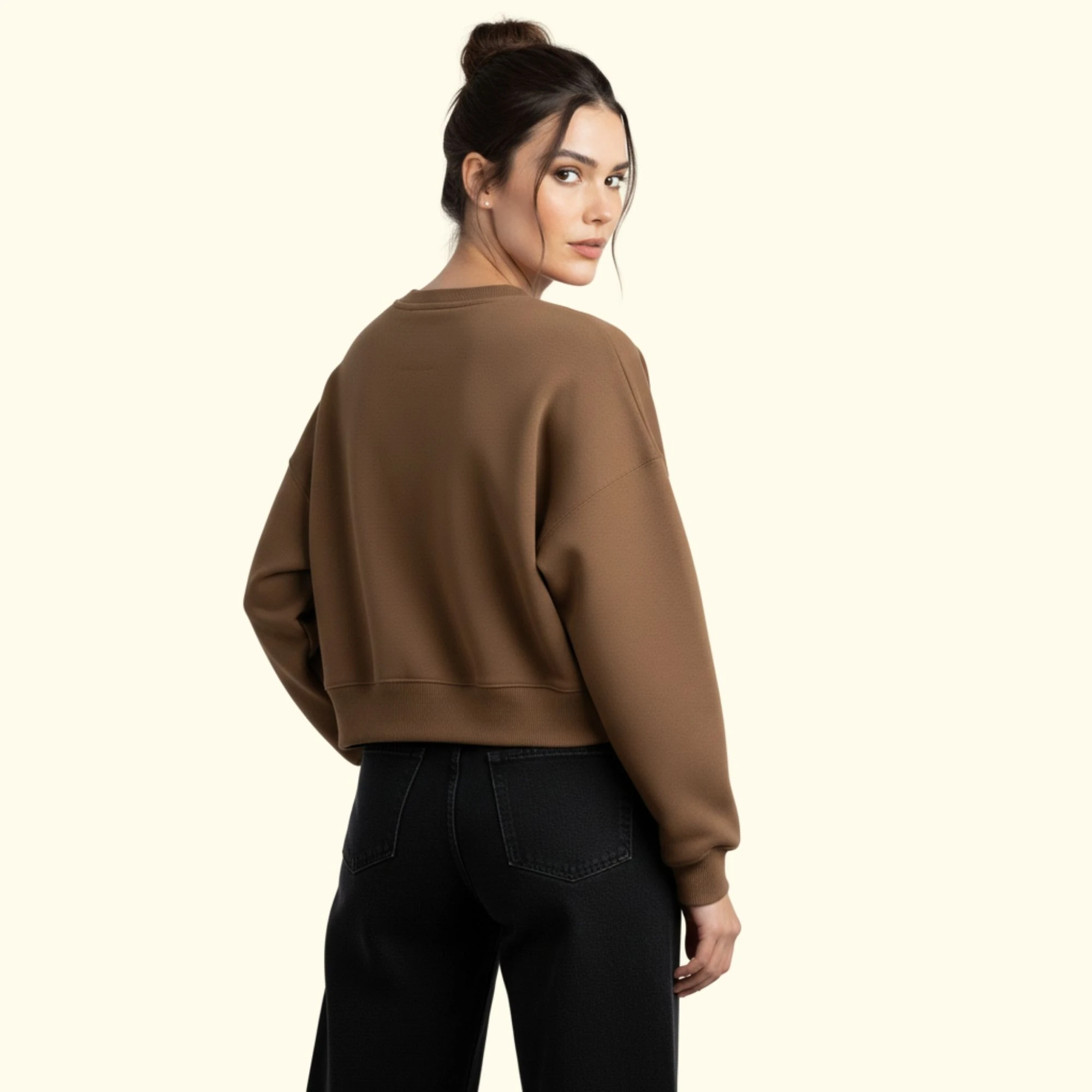 Overthinker Crop Oversize Nakış Detaylı Sweatshirt