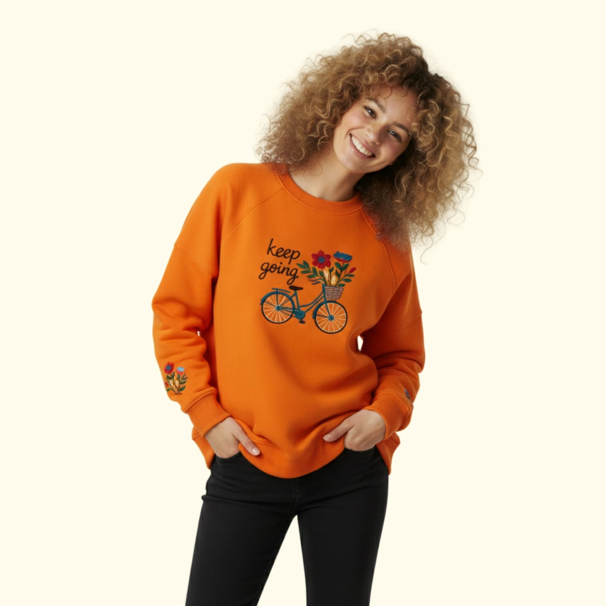 Balance Nakış Detaylı Oversize Turuncu Sweatshirt