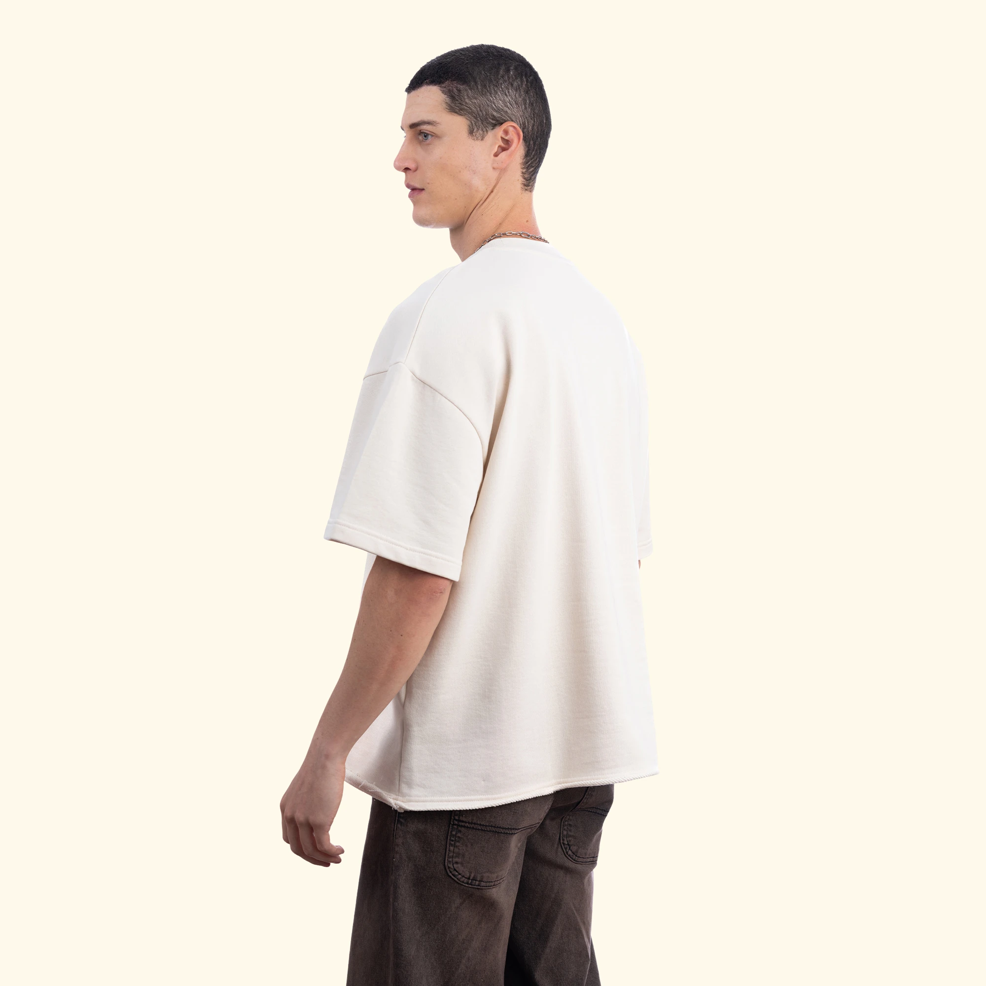 Lemon Nakış Oversize Ekru T-Shirt