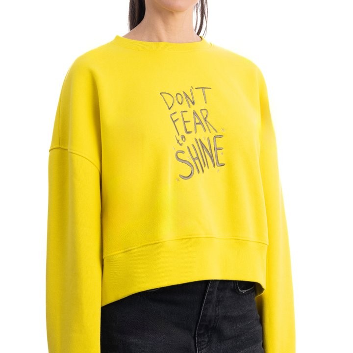 Shine Crop Oversize Sarı Sweatshirt