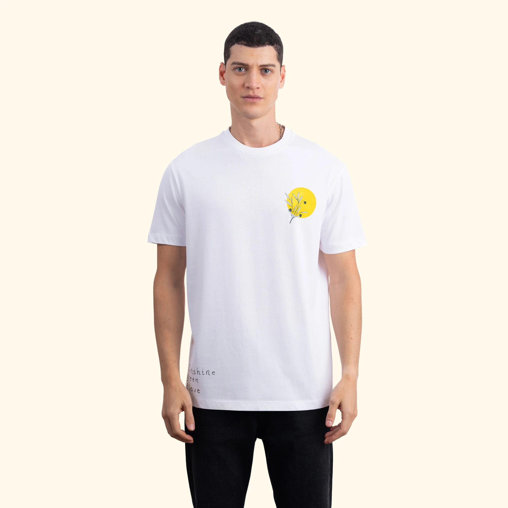 Olive Branch Regular Beyaz T-Shirt