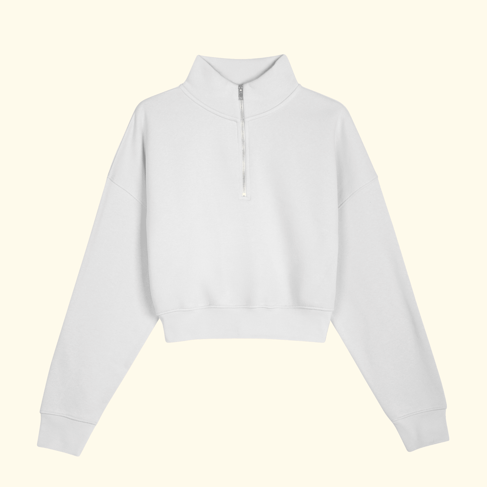 Basic Fermuarlı Crop Sweatshirt