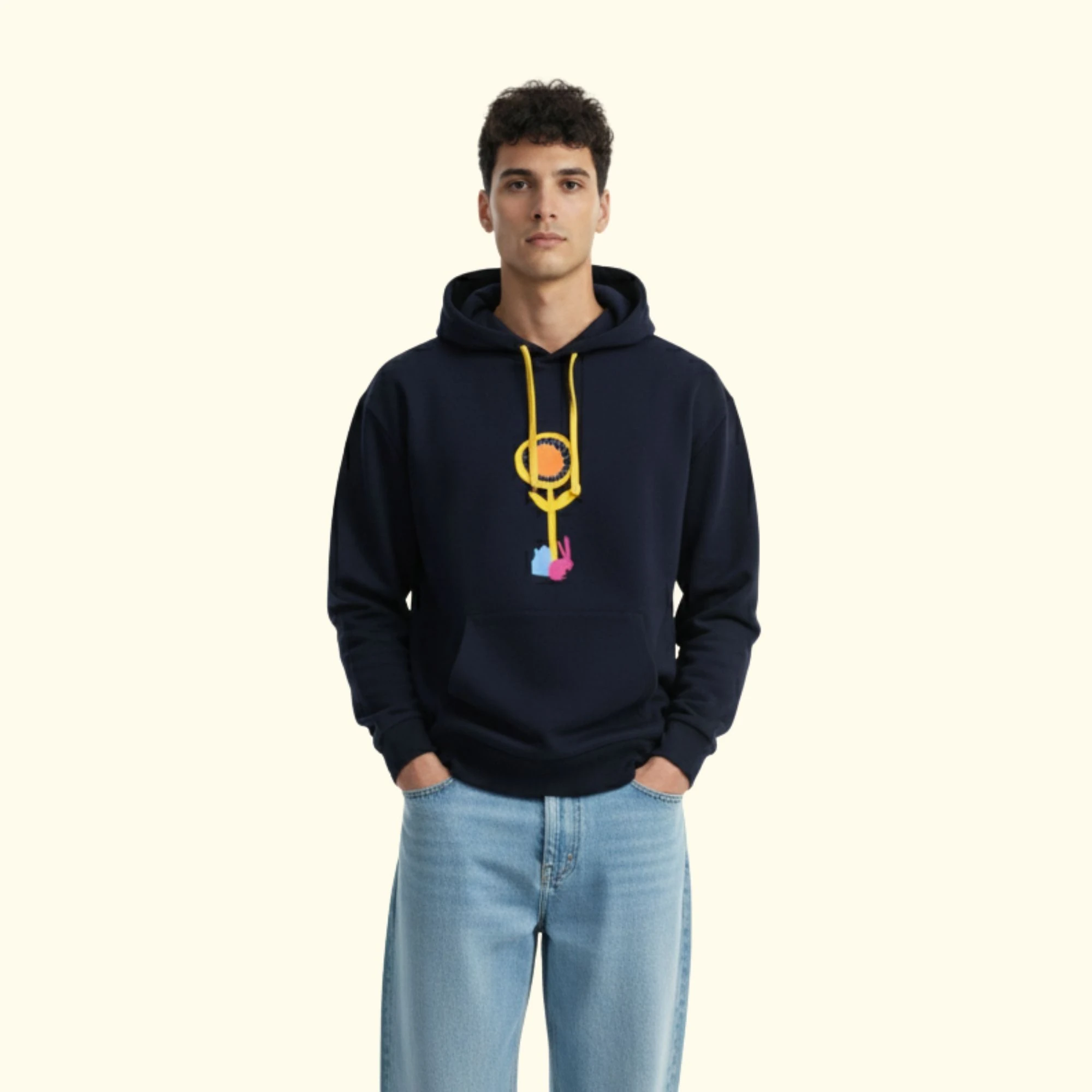 Rabbit Kapüşonlu Lacivert Sweatshirt