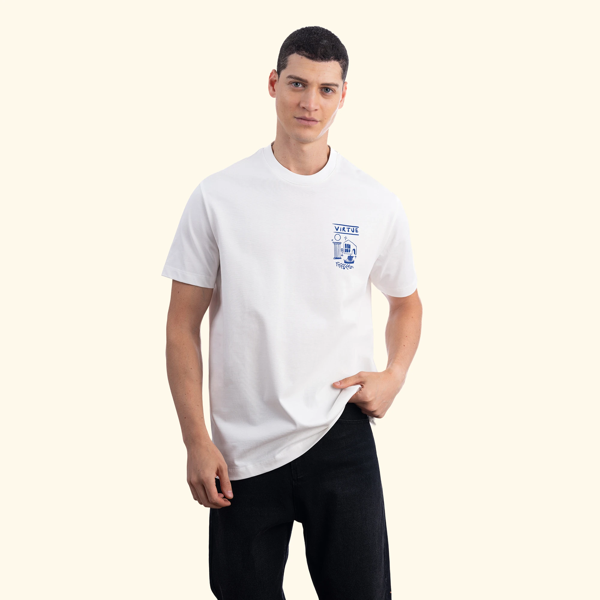 Greek Regular Ekru T-Shirt