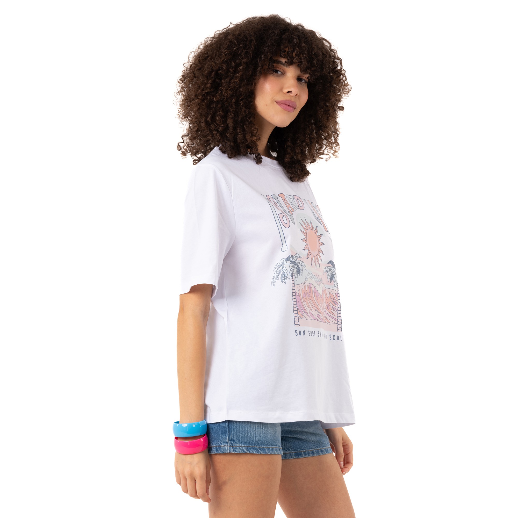 Island Life Overisize Beyaz T-Shirt