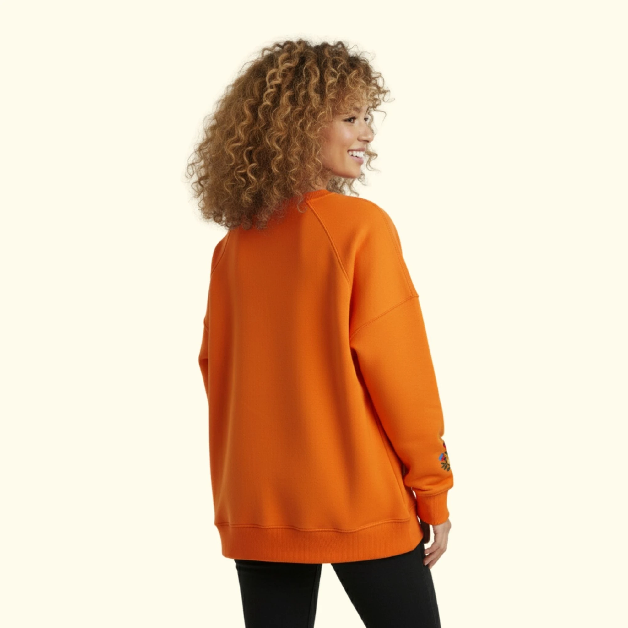 Balance Nakış Detaylı Oversize Turuncu Sweatshirt