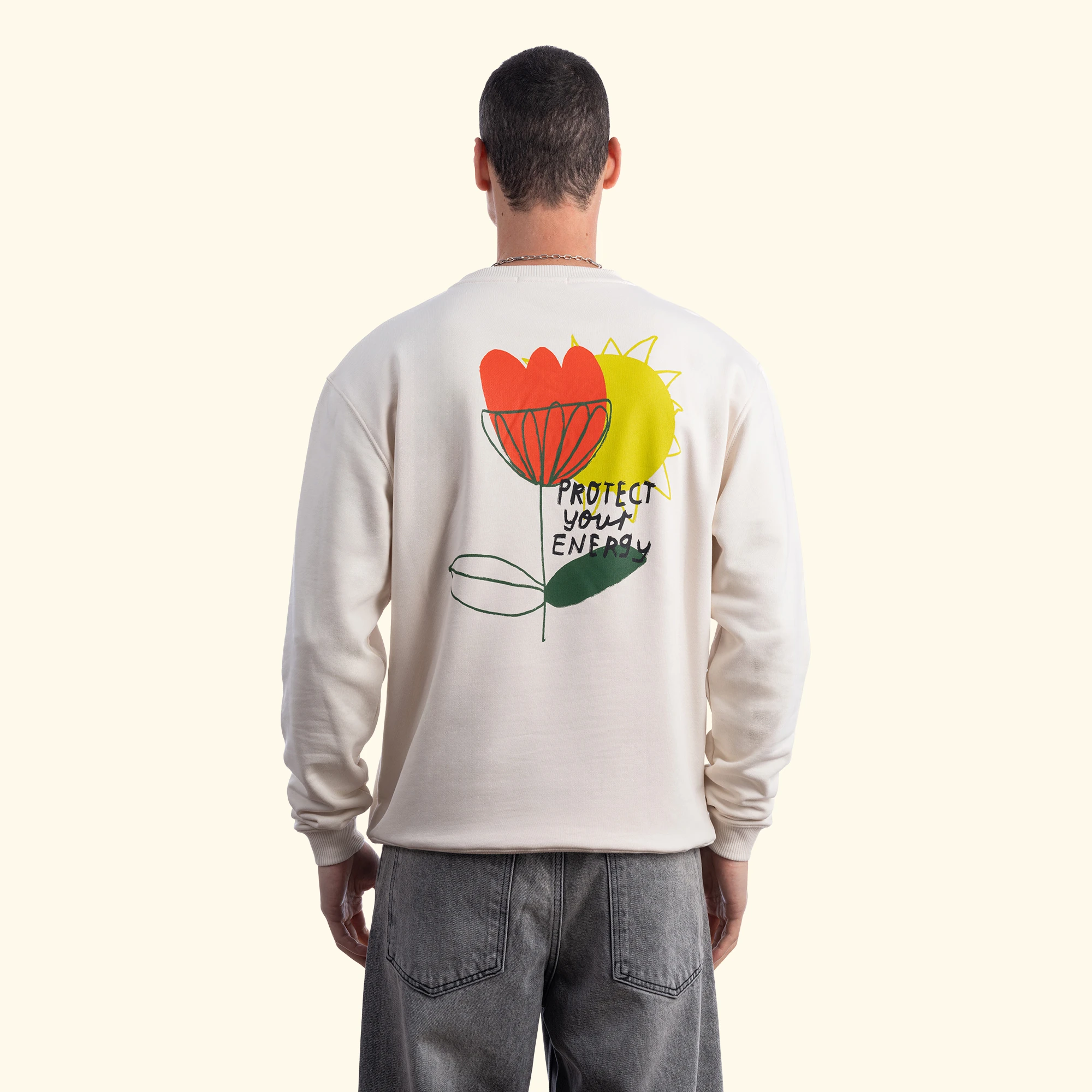 Protect Overize Ekru Sweatshirt