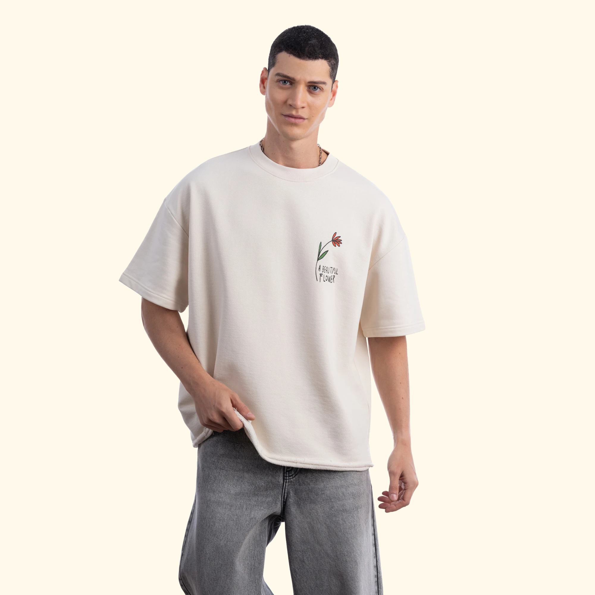 Beautiful Overisize Ekru T-Shirt