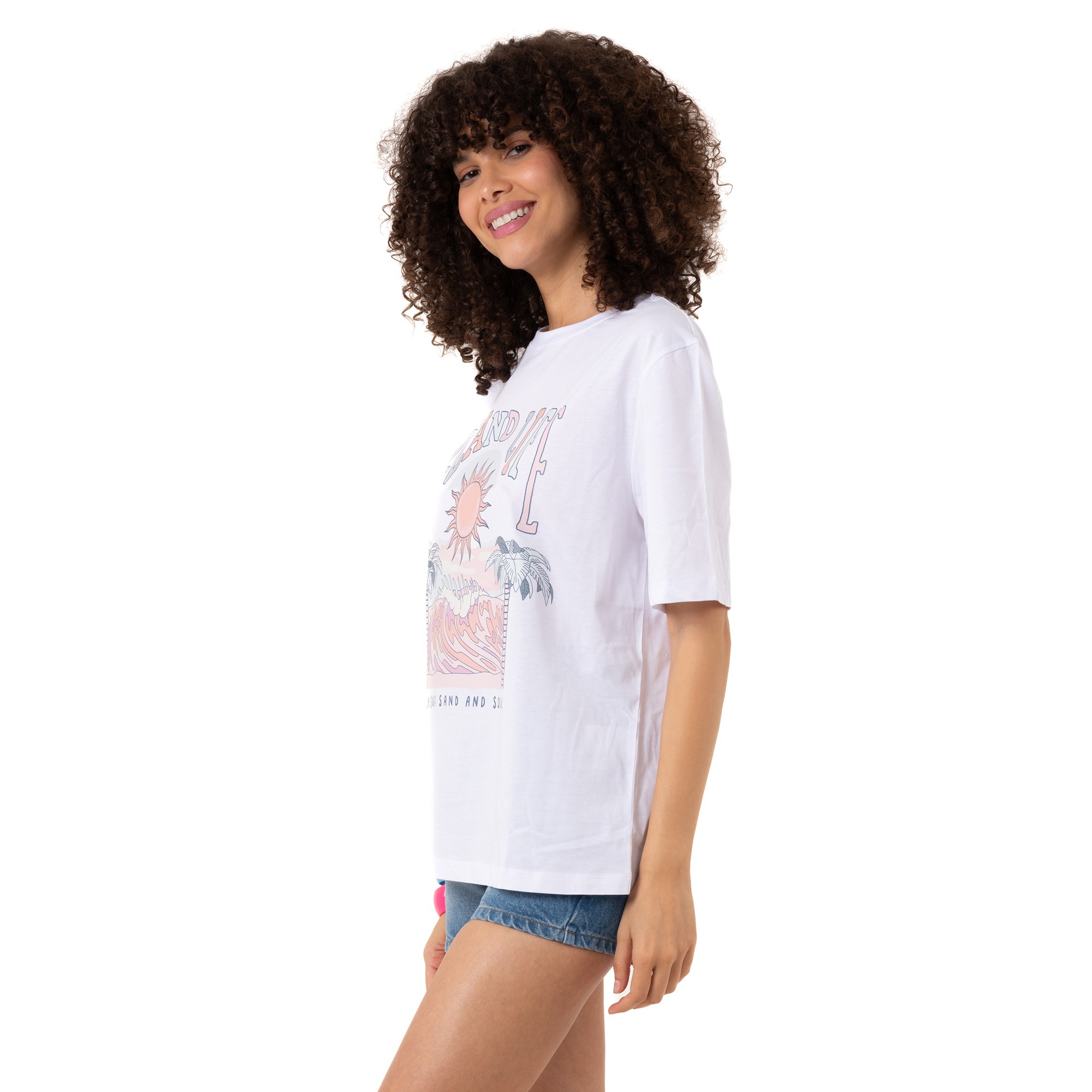 Island Life Overisize Beyaz T-Shirt