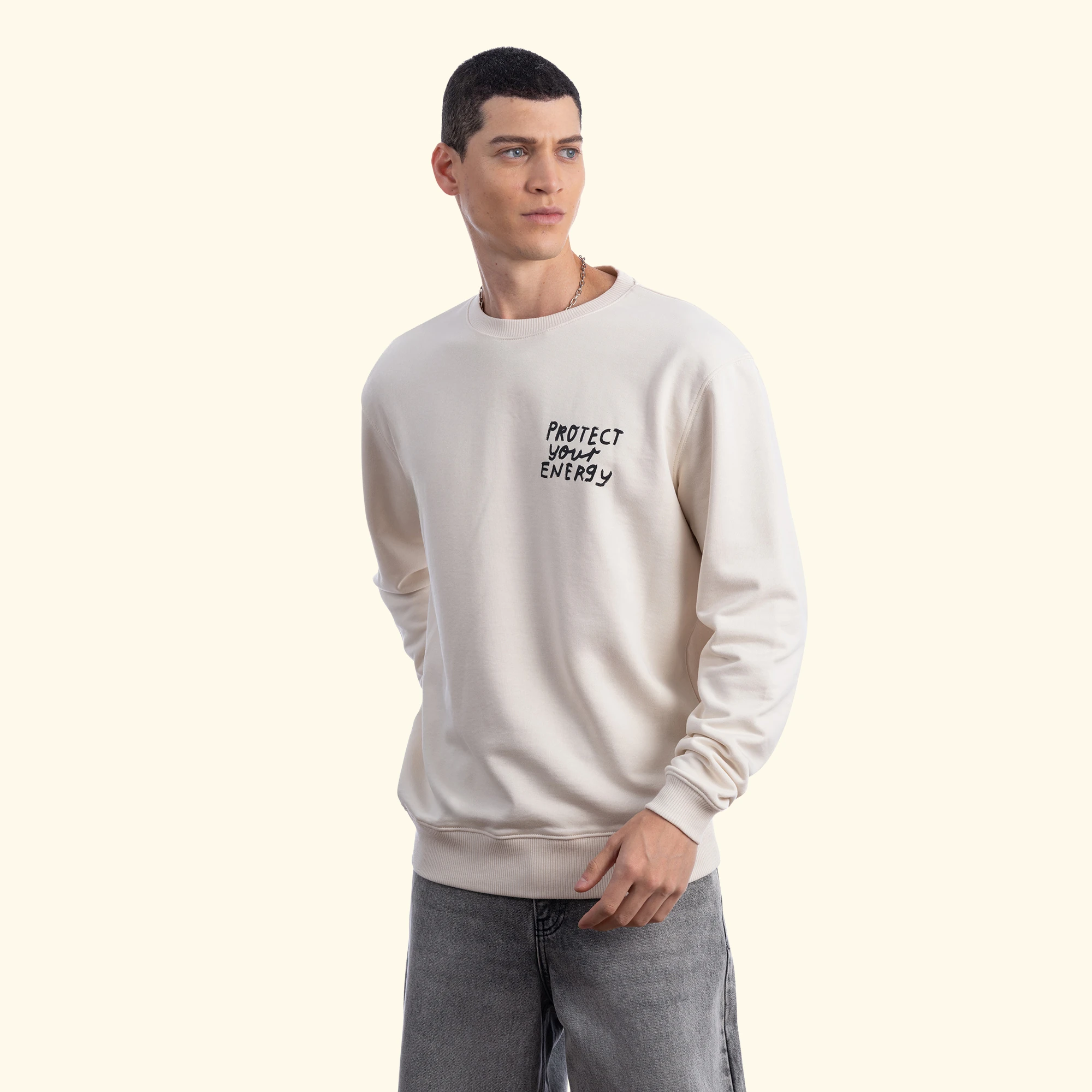 Protect Overize Ekru Sweatshirt