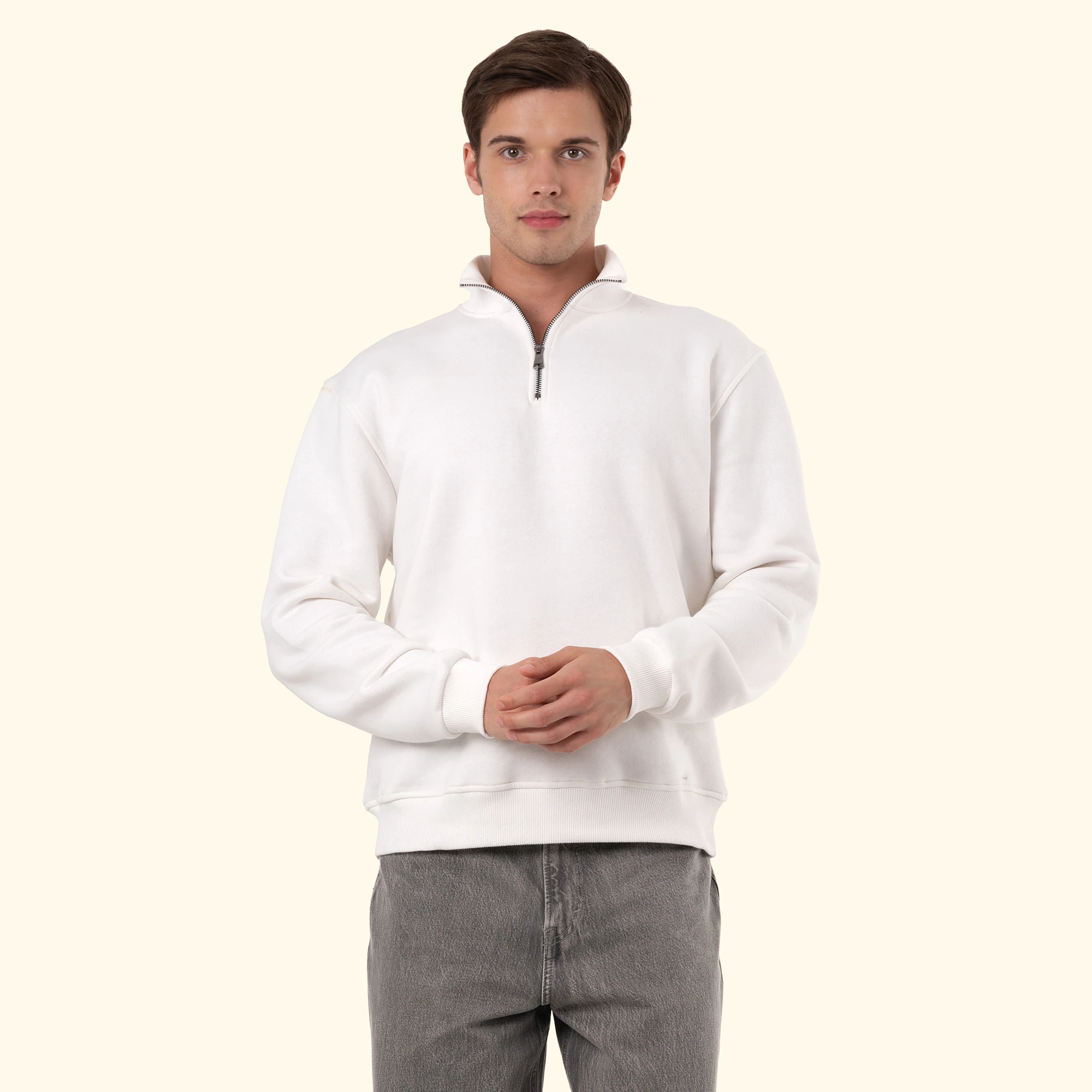 Half-Zip Sweatshirt - Ekru