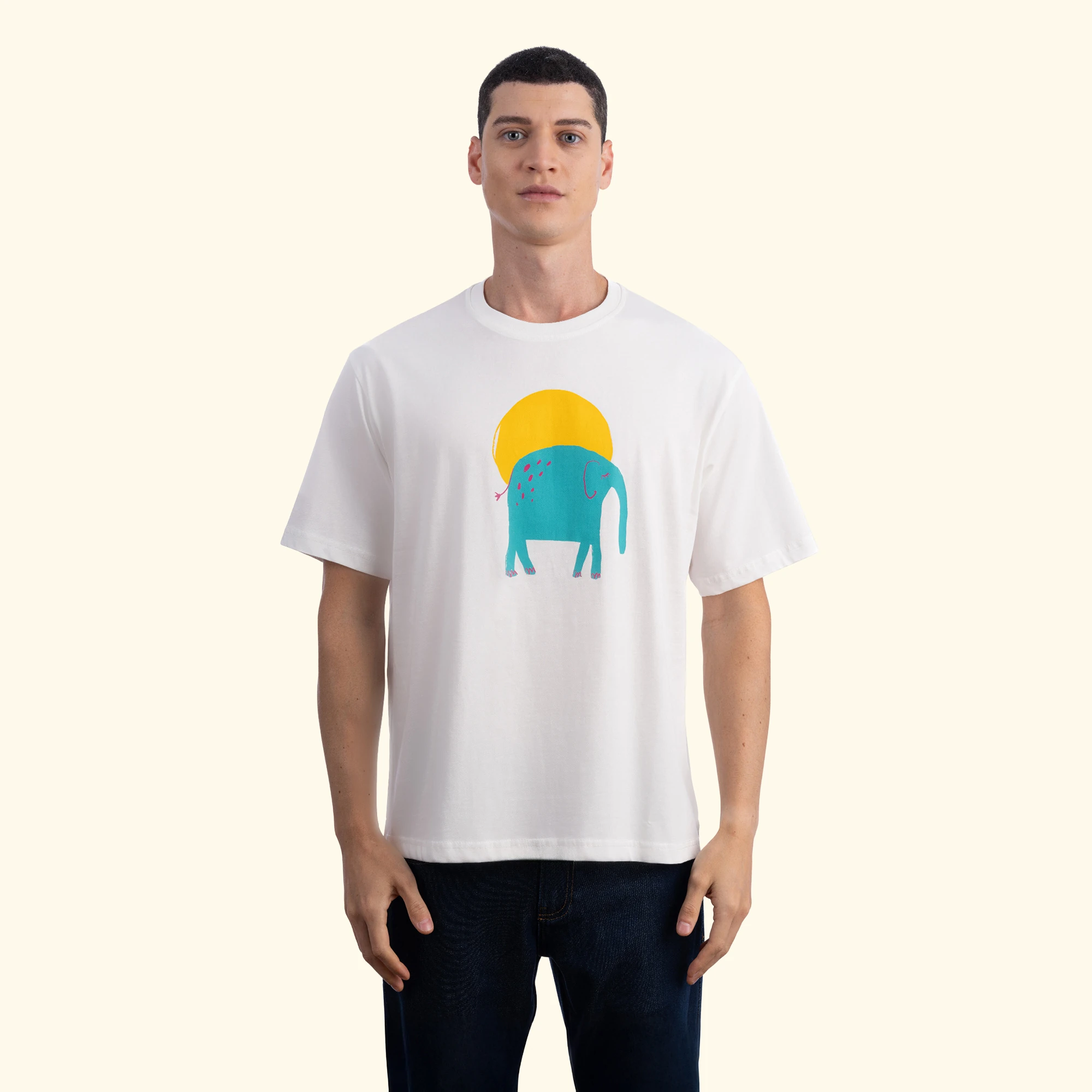 Elephant Oversize Ekru T-Shirt