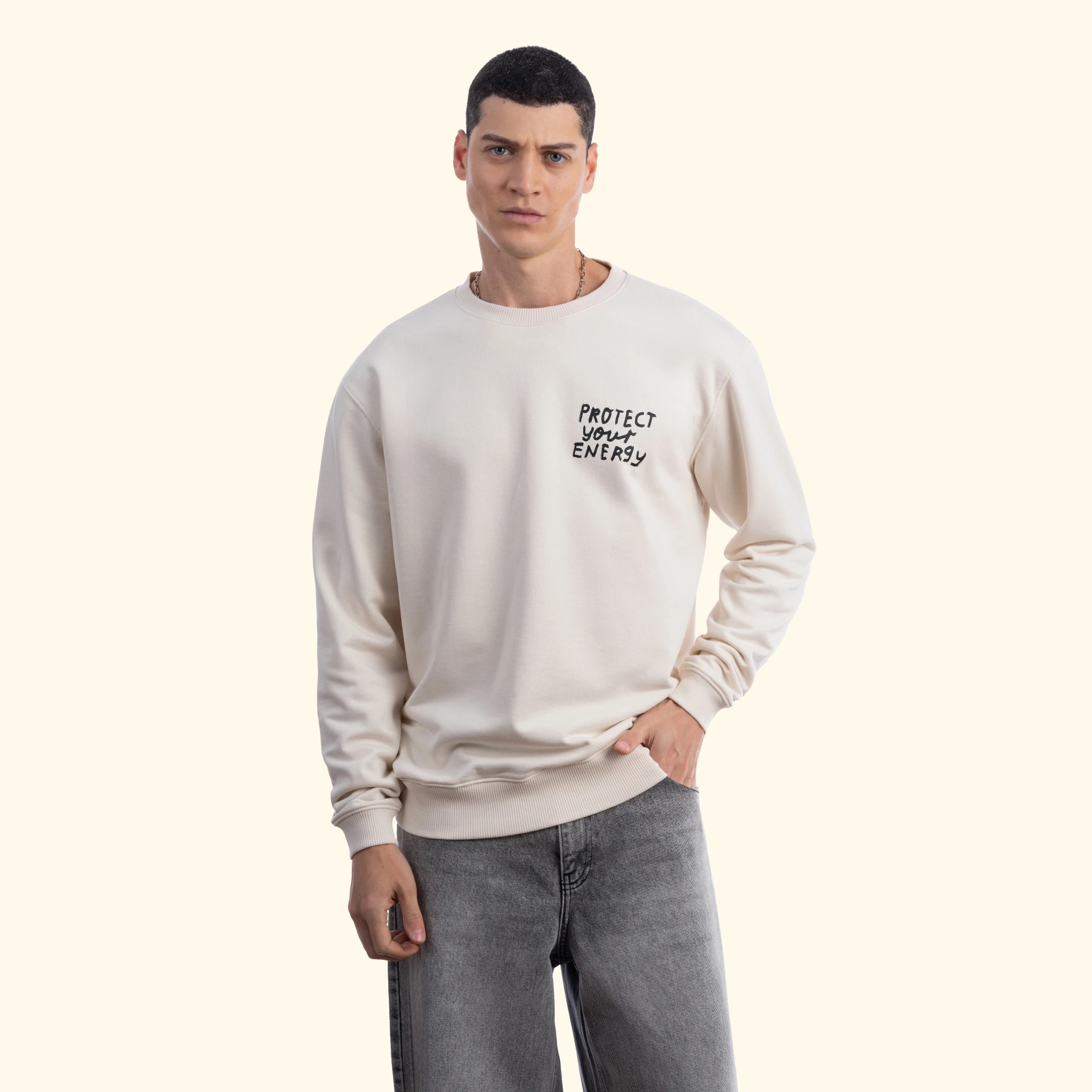 Protect Overize Ekru Sweatshirt