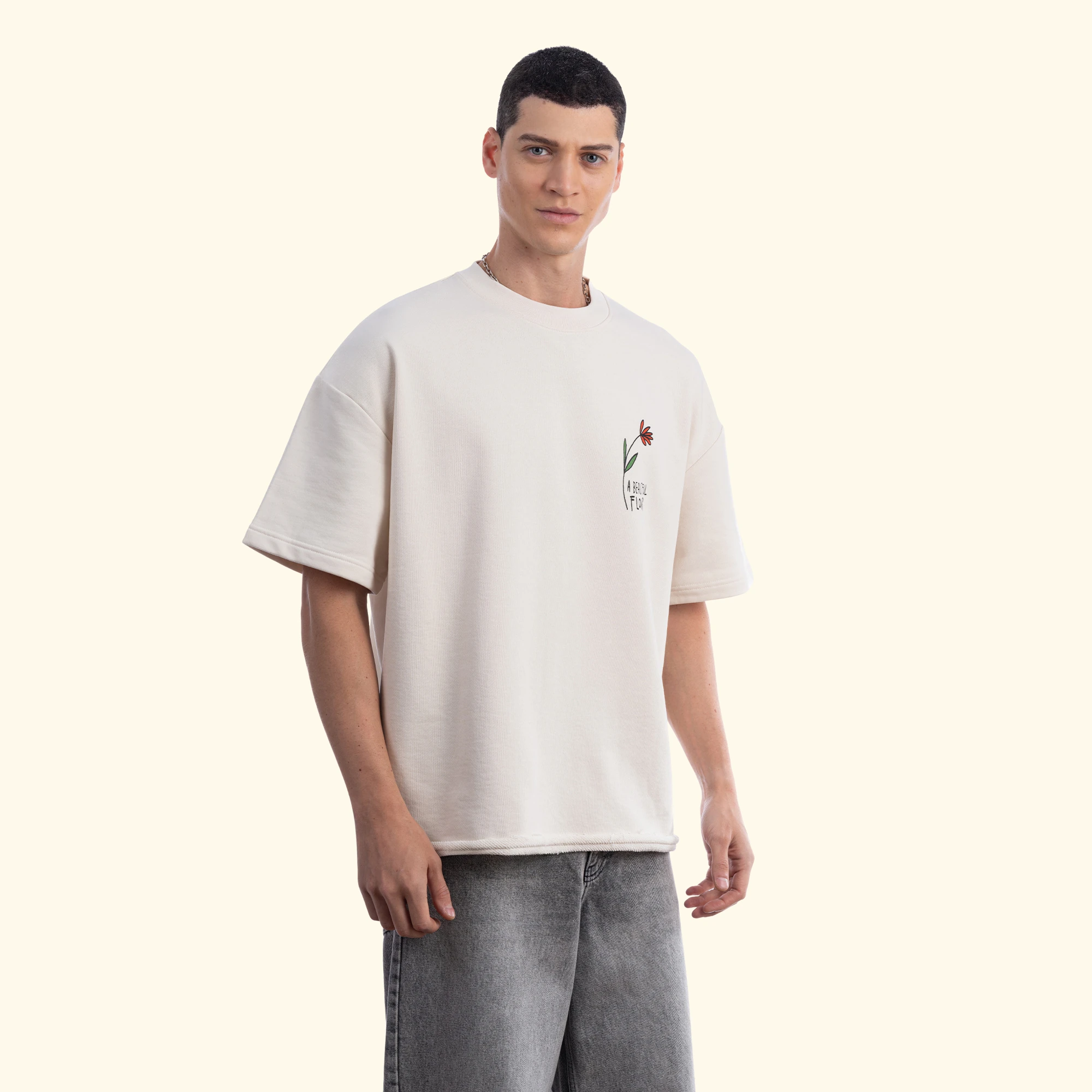 Beautiful Overisize Ekru T-Shirt