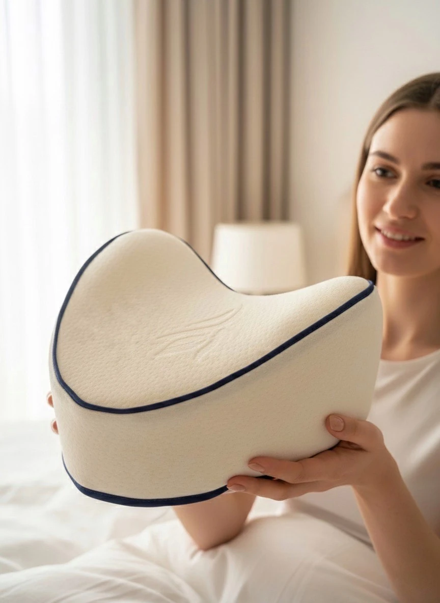 Diz Arası Ortopedik Yastık Visco Bacak Arası Yastık | Yıkanabilir Kılıf | 23x23x5