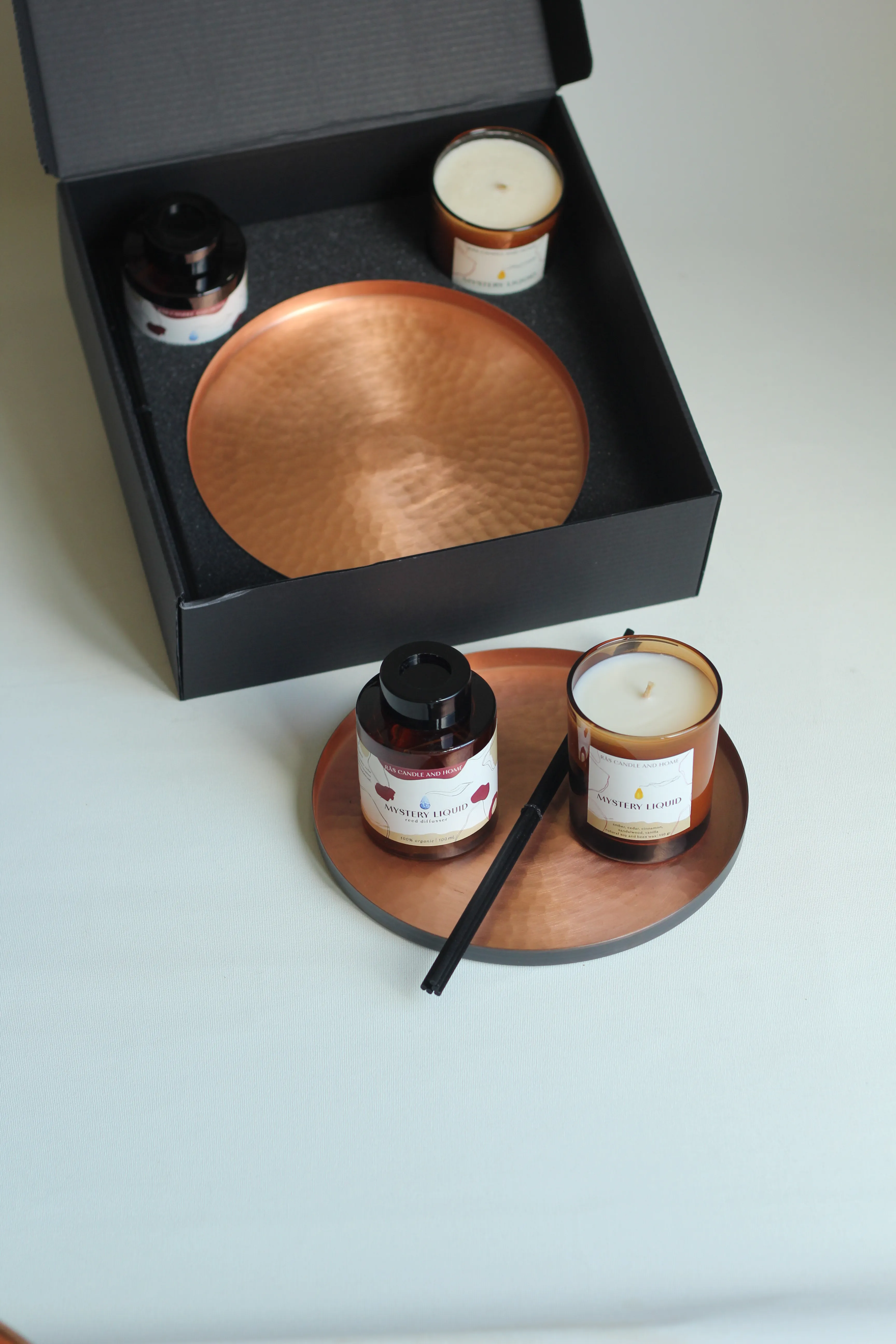 BAKIR TEPSİ MUM SETİ