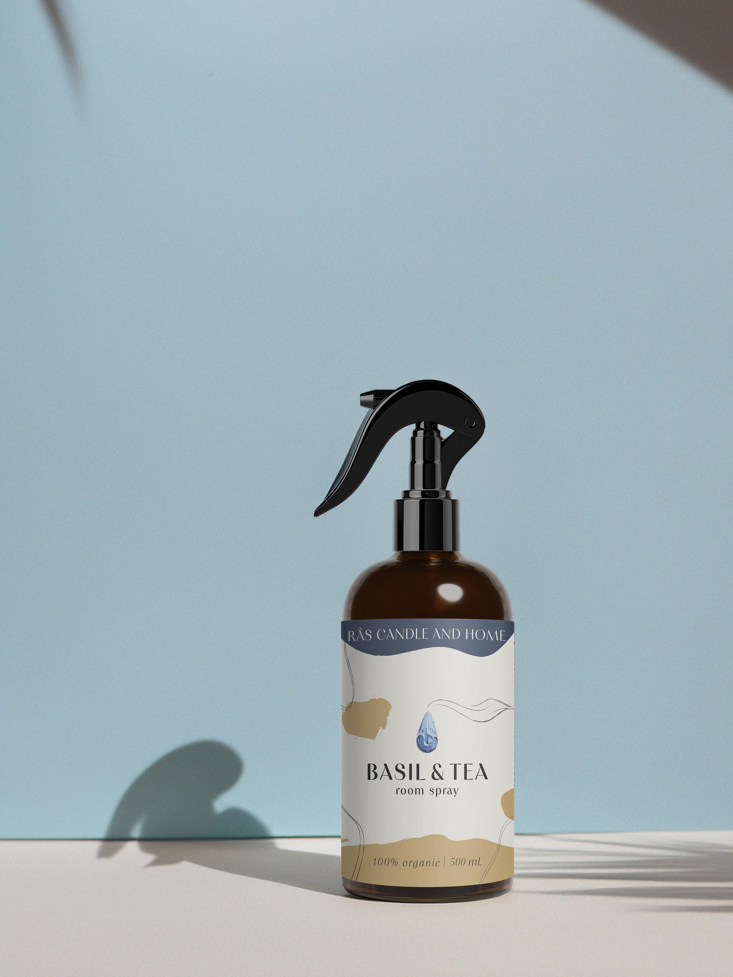 Basil&Tea 500ml - Oda Spreyi  - Amber Renkli Cam Şişe