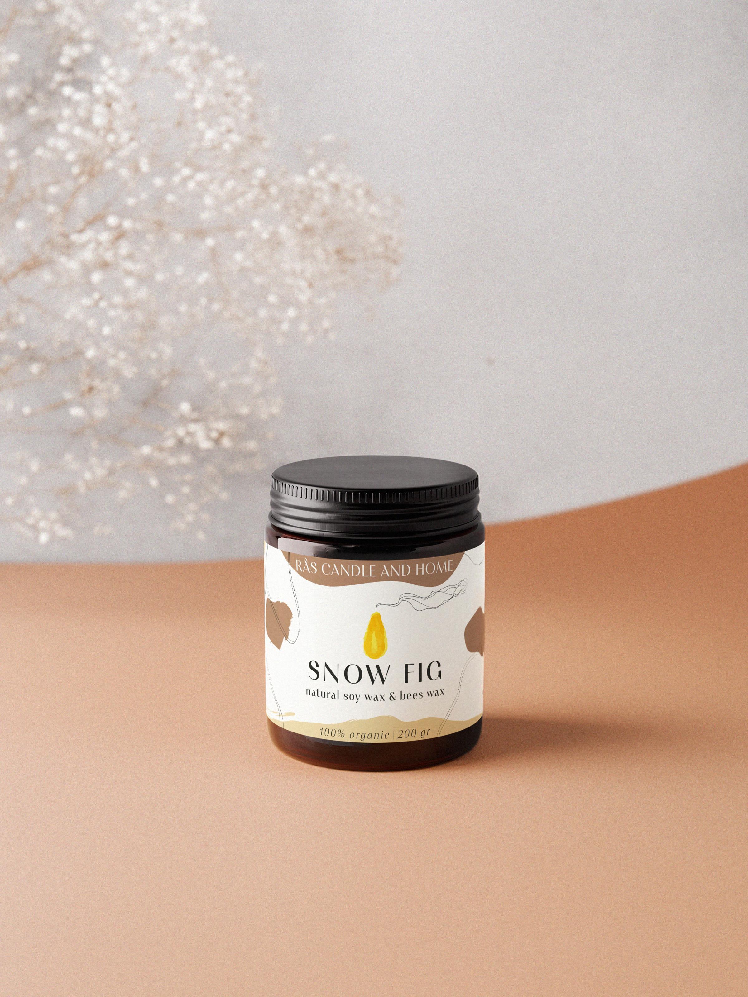 Snow Fig 200g-Doğal Soya & Bal Mumu - Amber Renkli Cam Kavanoz