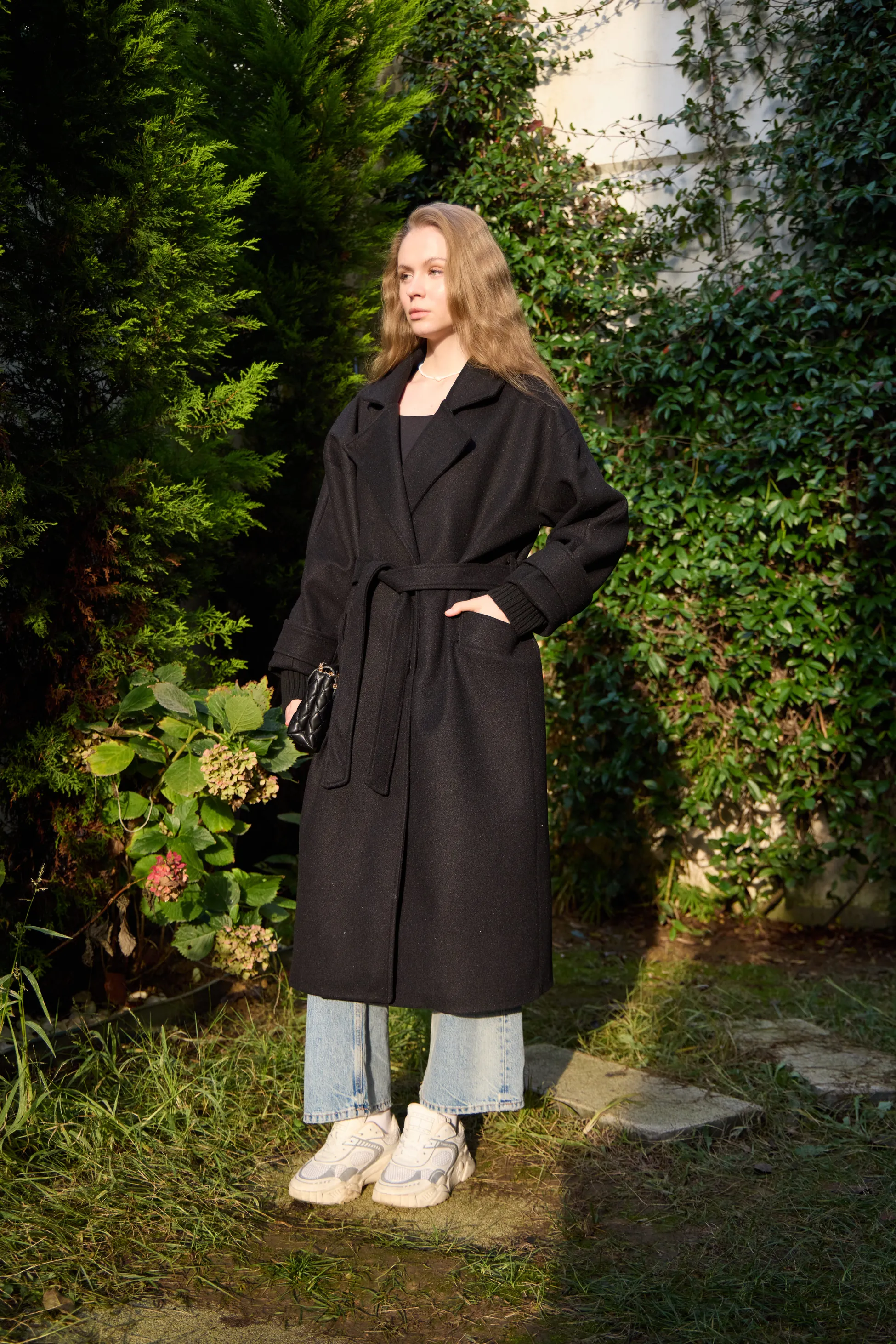 0025 premium kaşe kaban kolları triko detaylı