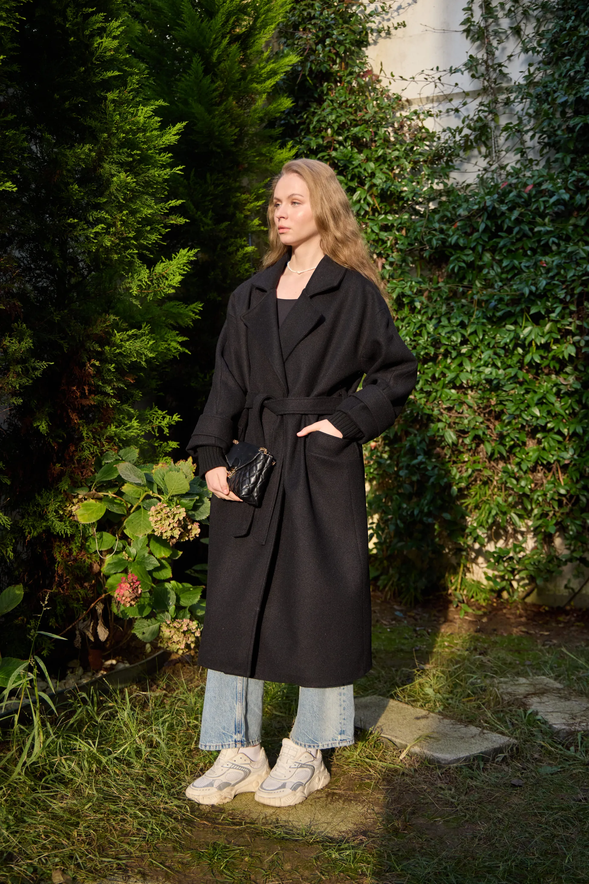 0025 premium kaşe kaban kolları triko detaylı