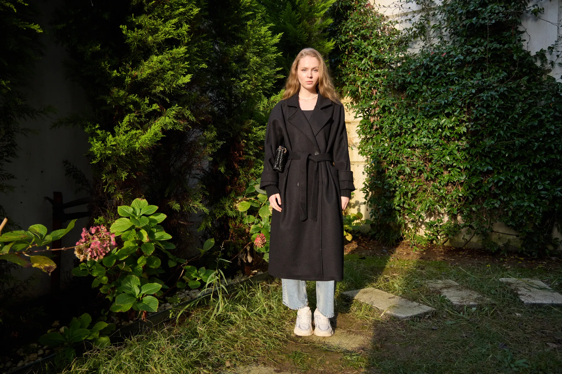 0025 premium kaşe kaban kolları triko detaylı