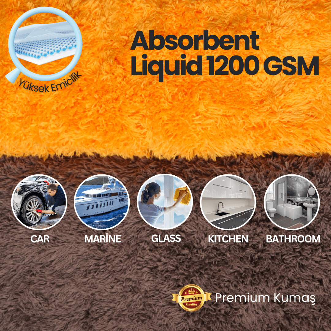 Absorbent Liquid 1200 GSM Kurulama Havlusu (Brown/Orange)