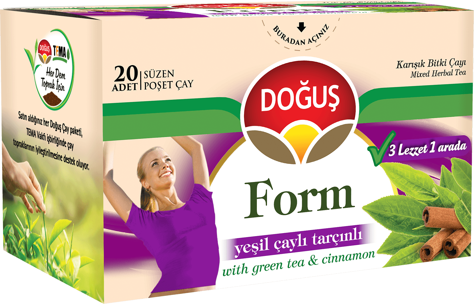 Doğuş Form Çayı Yeşil Çaylı Tarçınlı 20 li
