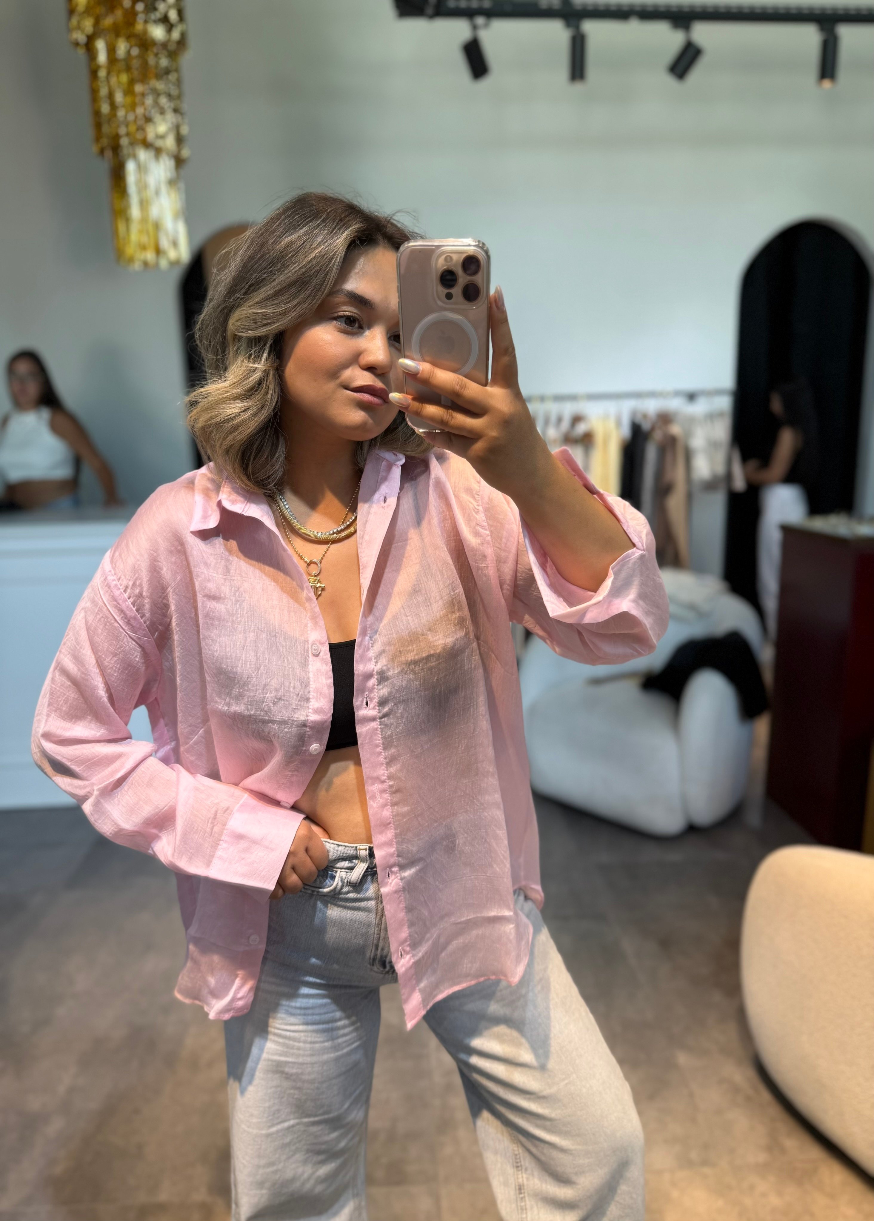 6188 Pembe Basic Gömlek