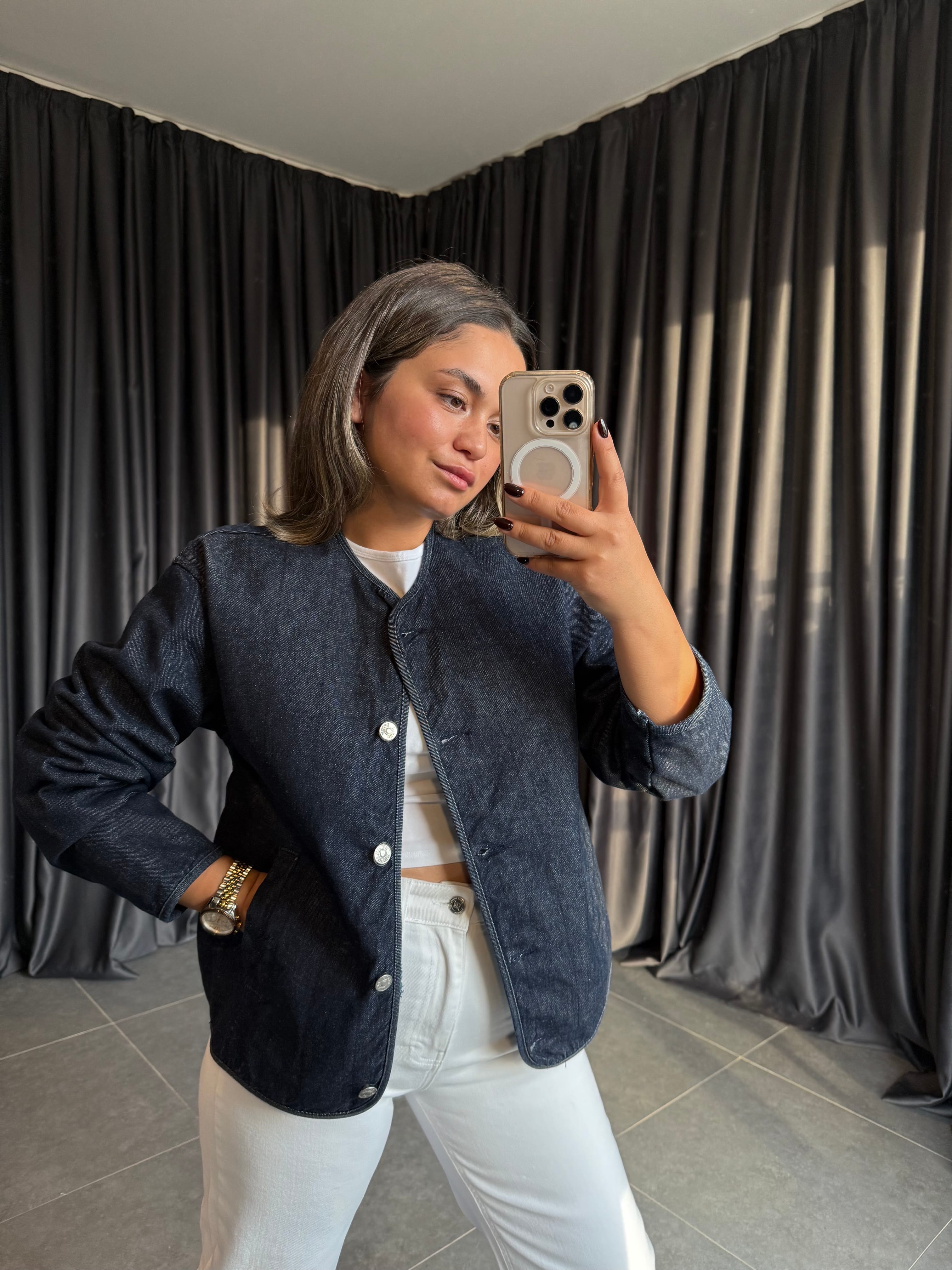 Denim Kapitone Ceket