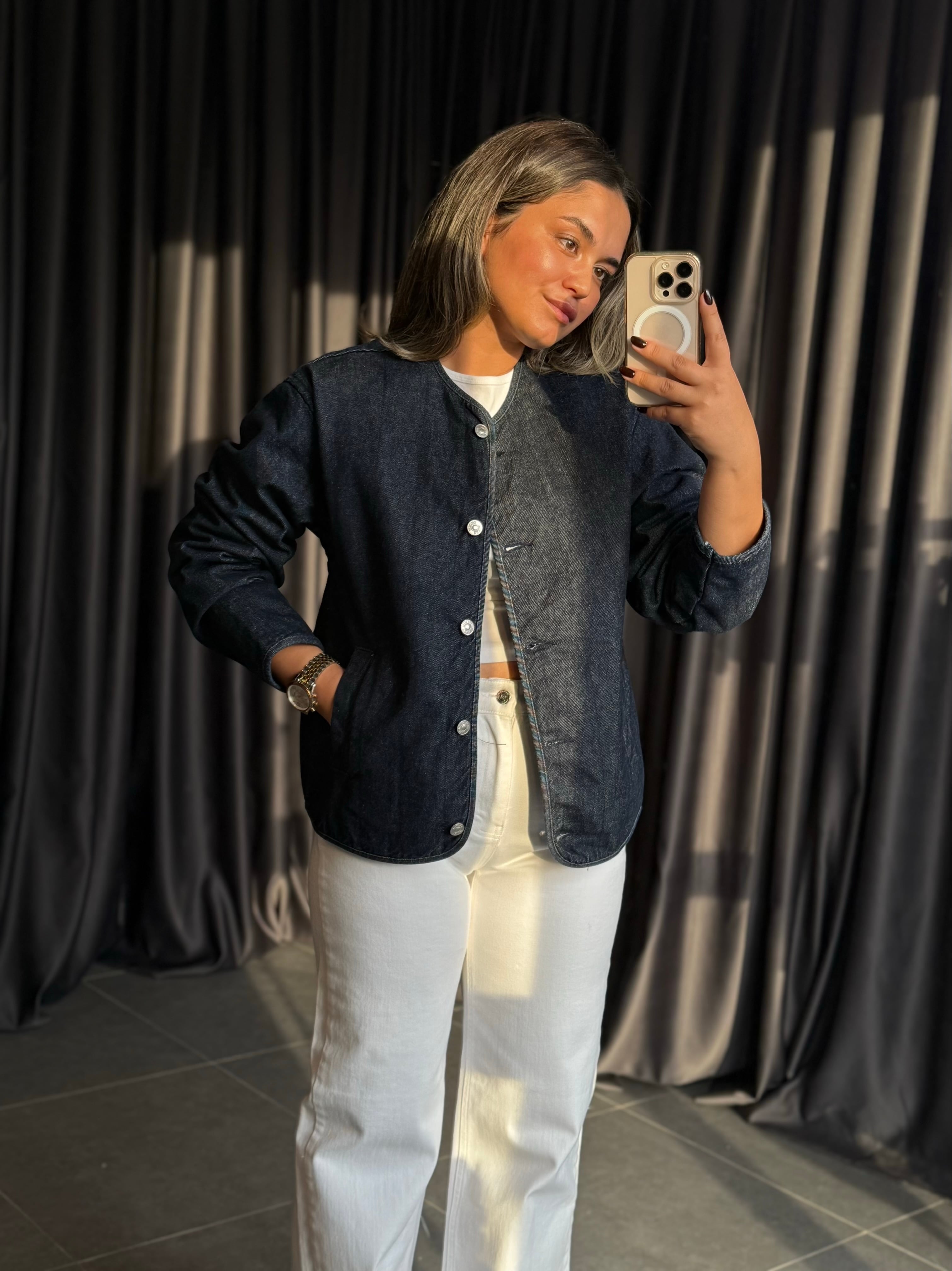 Denim Kapitone Ceket