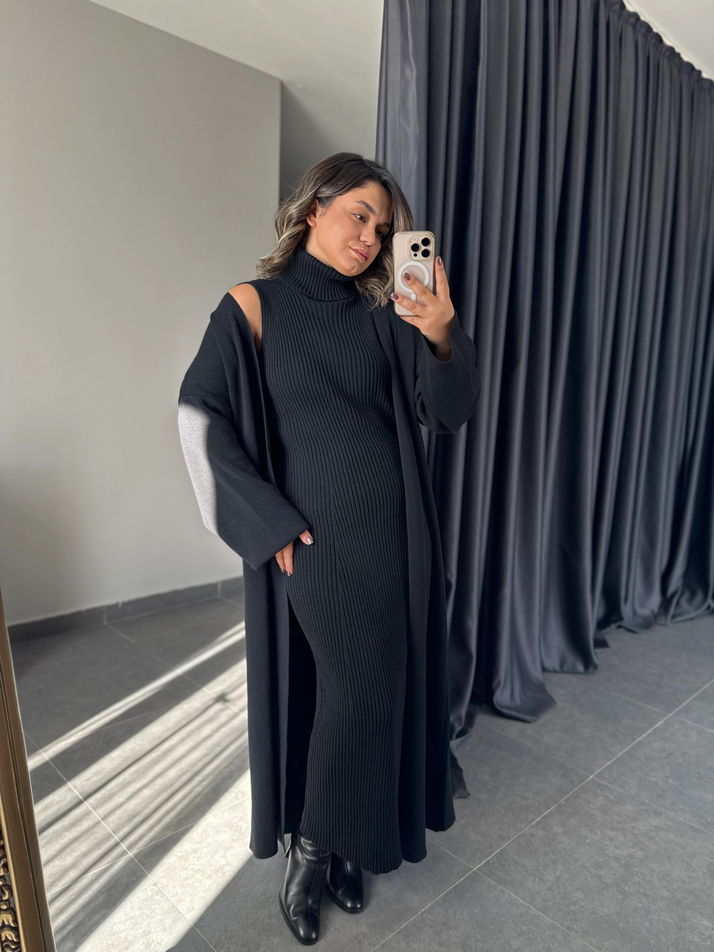 Triko Elbise Hırka Takım