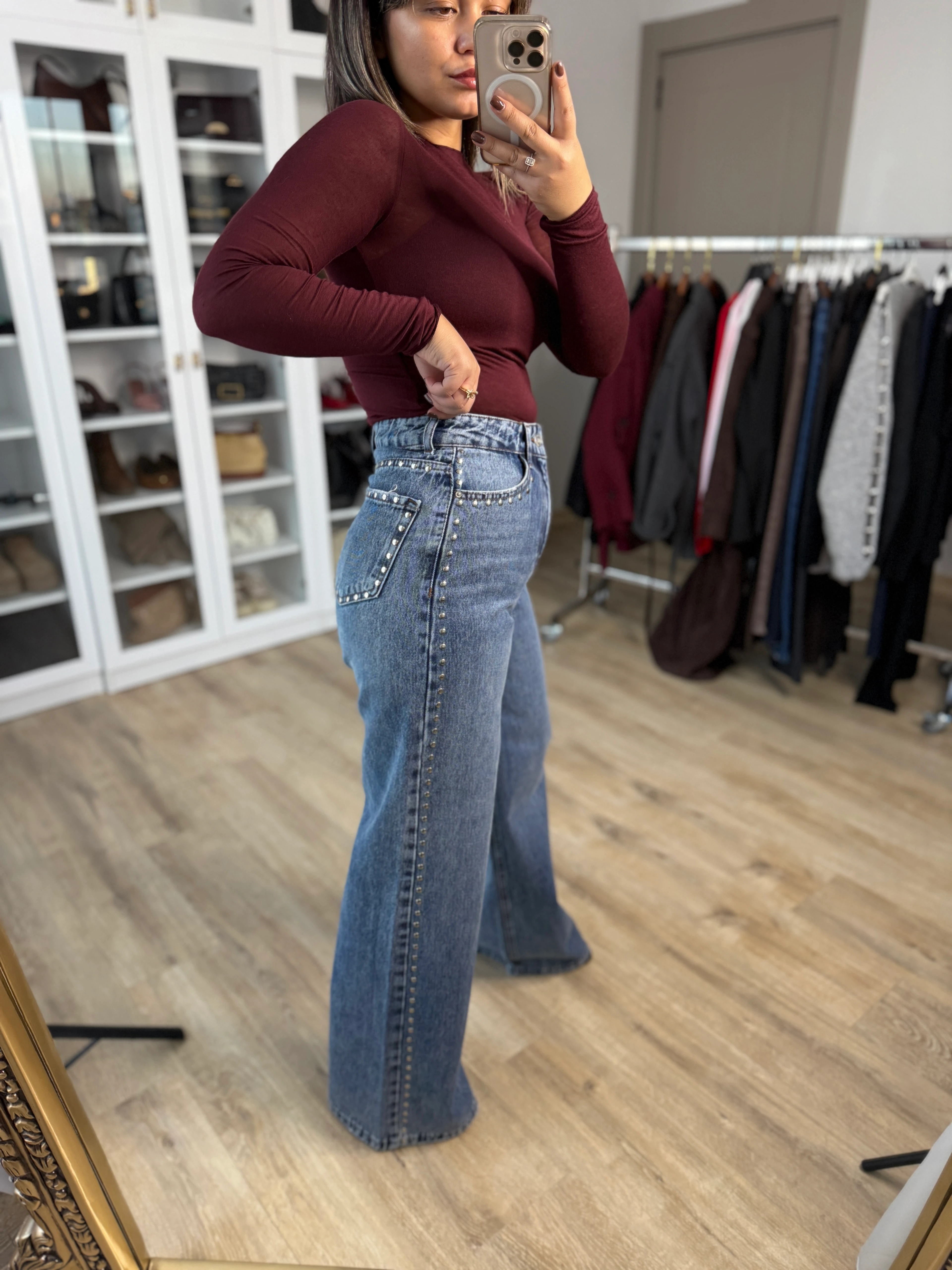 Trok Şerit Wide Leg Jean 