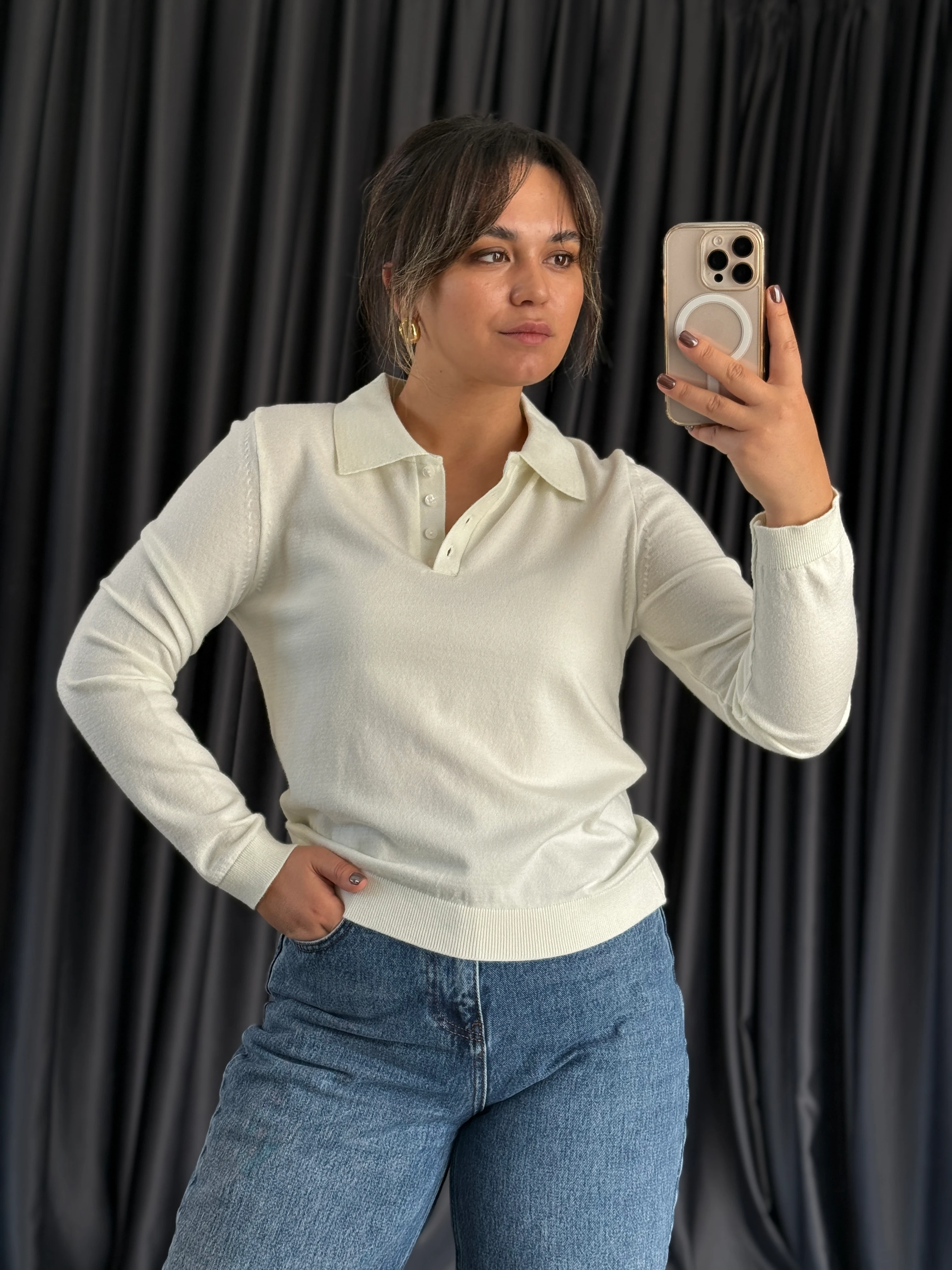 Polo yaka triko - Beyaz