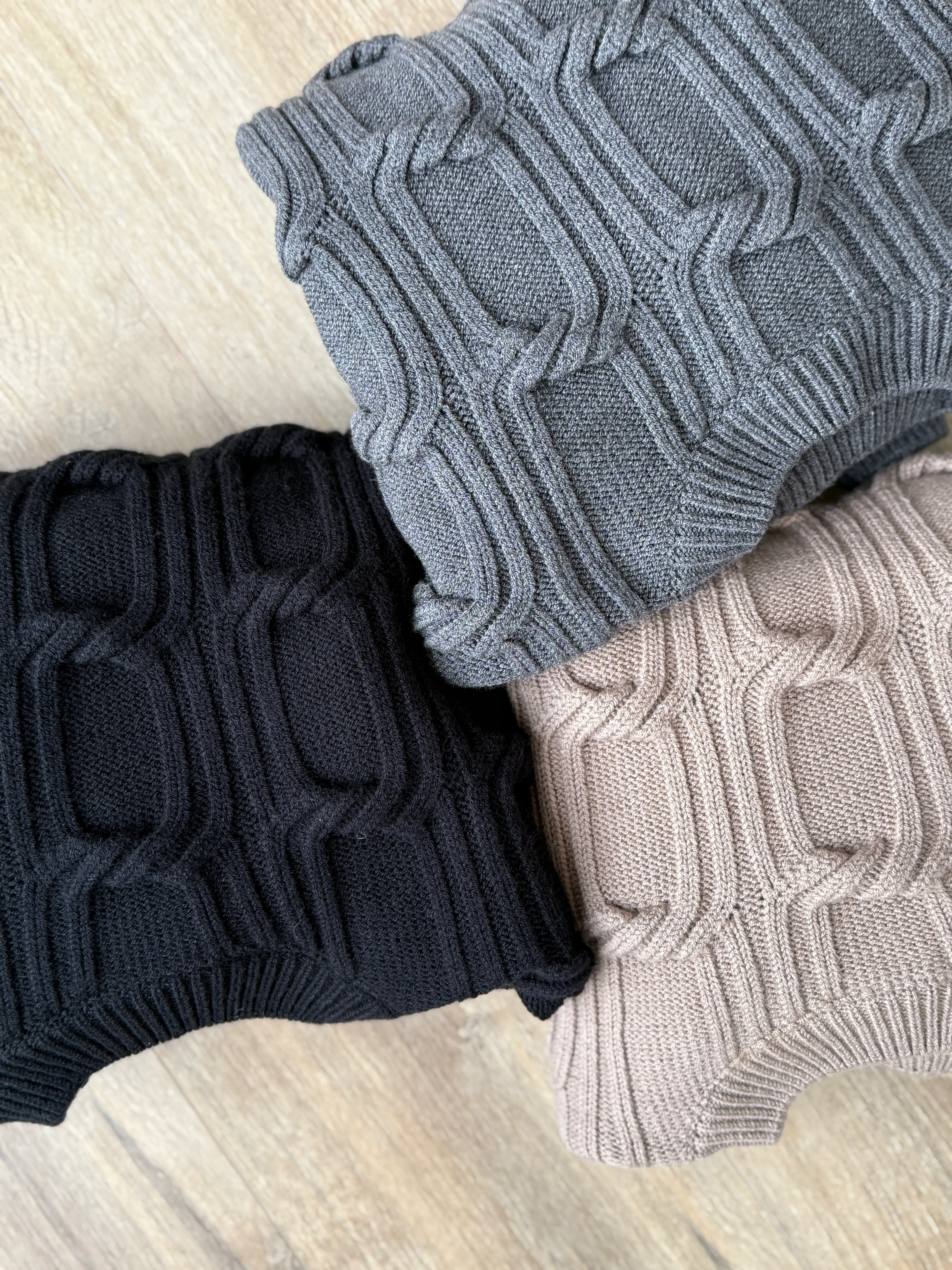 Bisiklet Yaka Örgü Detaylı Triko Kazak 