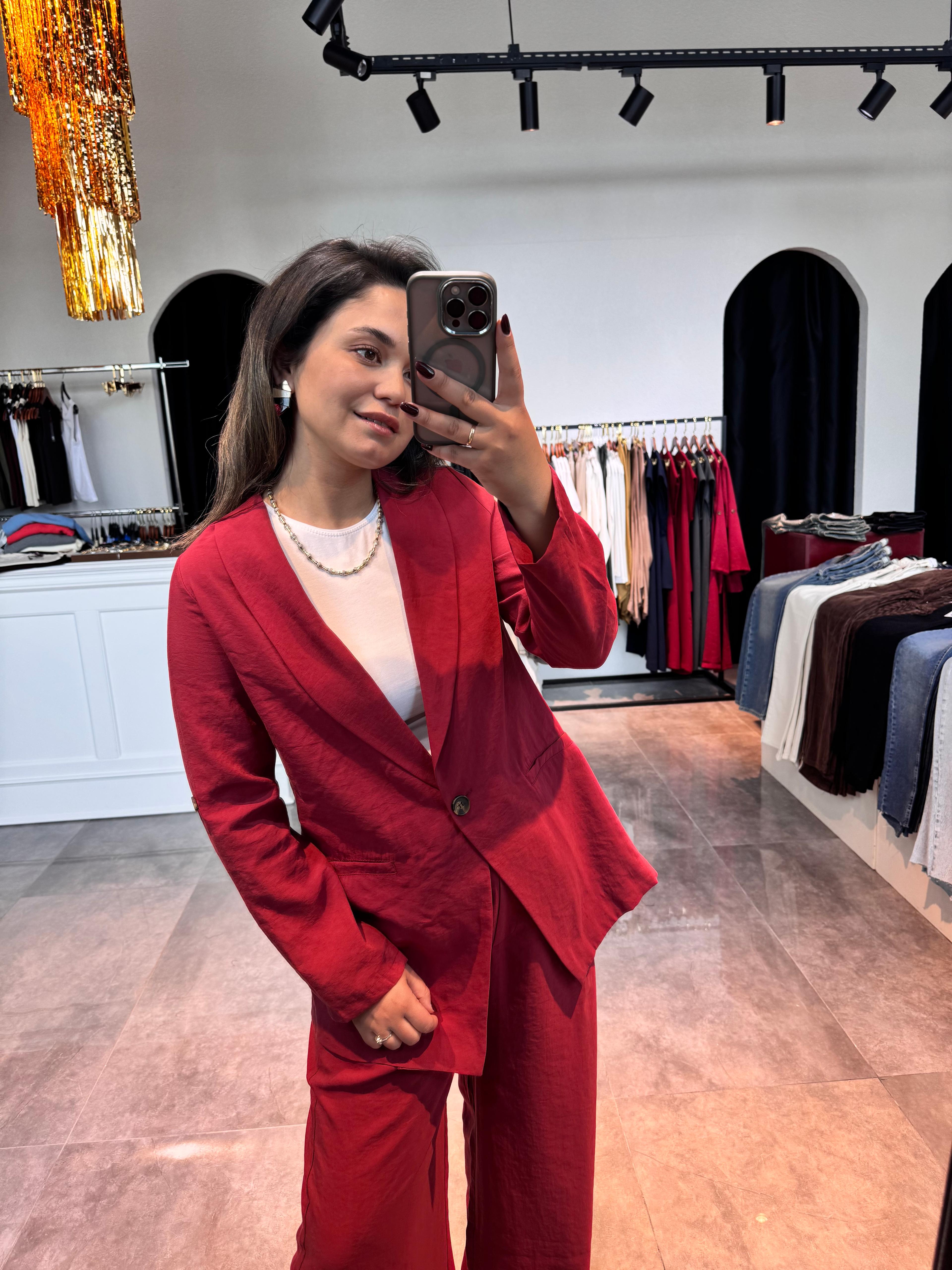 Modal Kumaş Ceket Bordo 