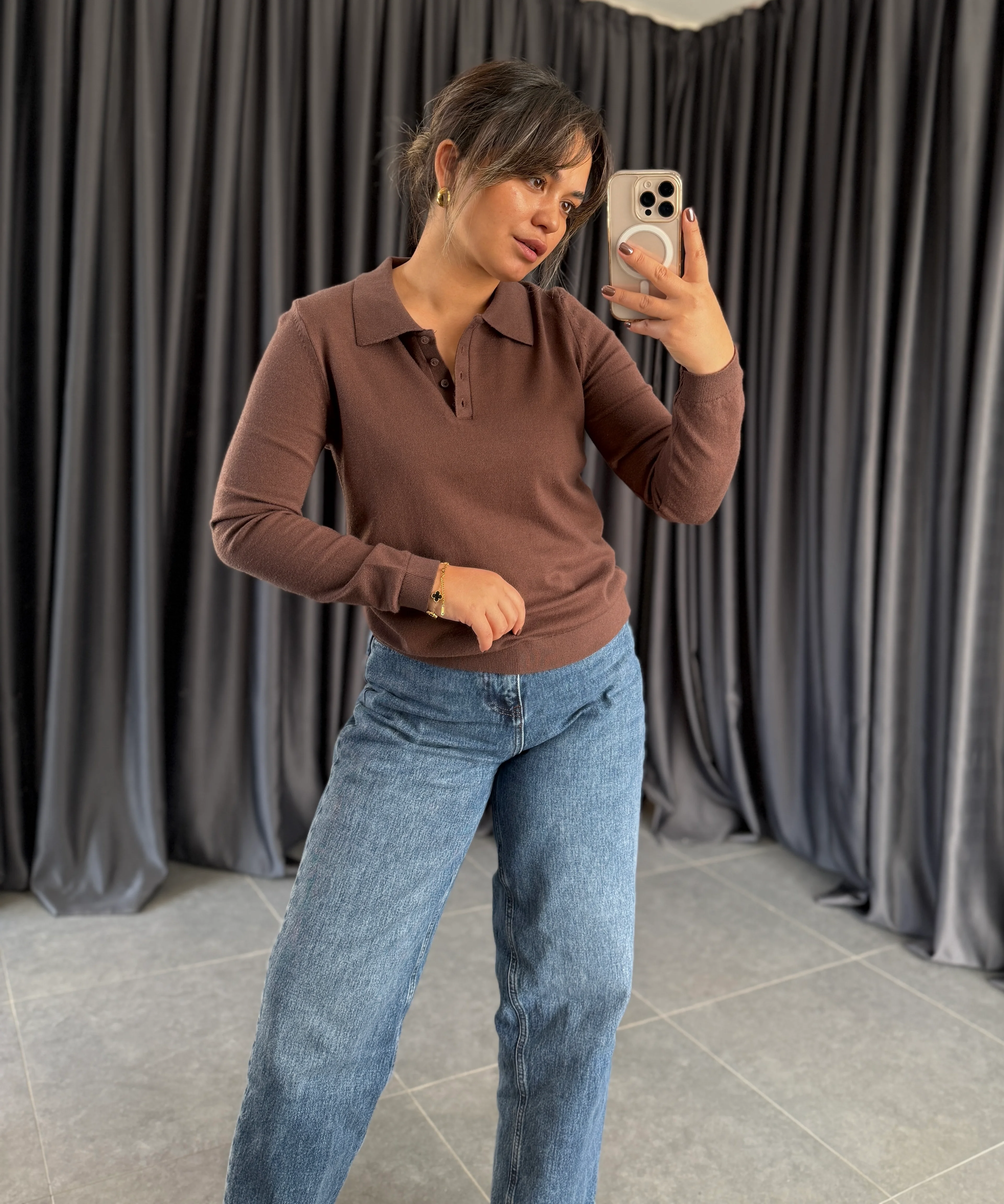 Polo yaka triko - Kahve