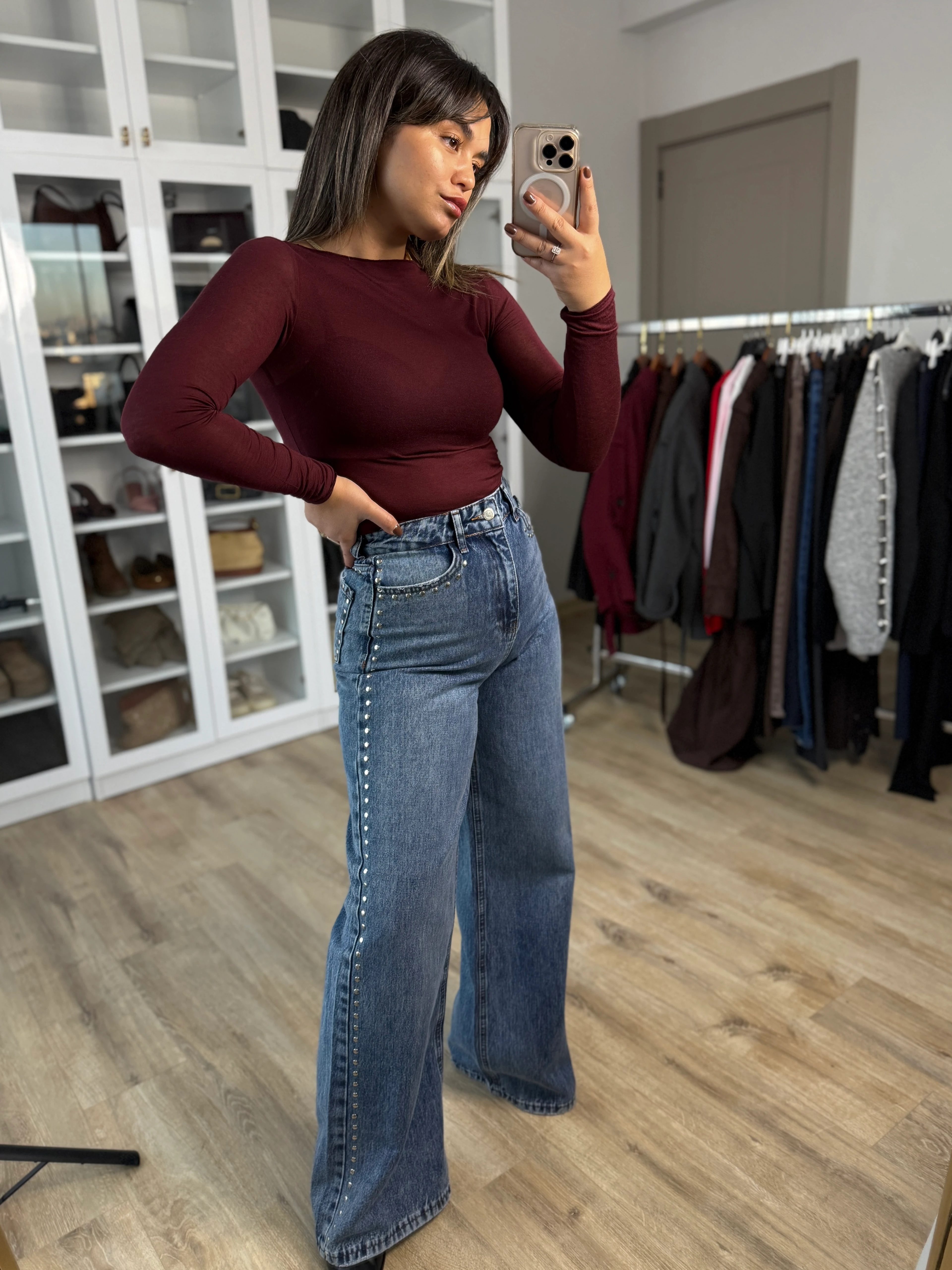Trok Şerit Wide Leg Jean 