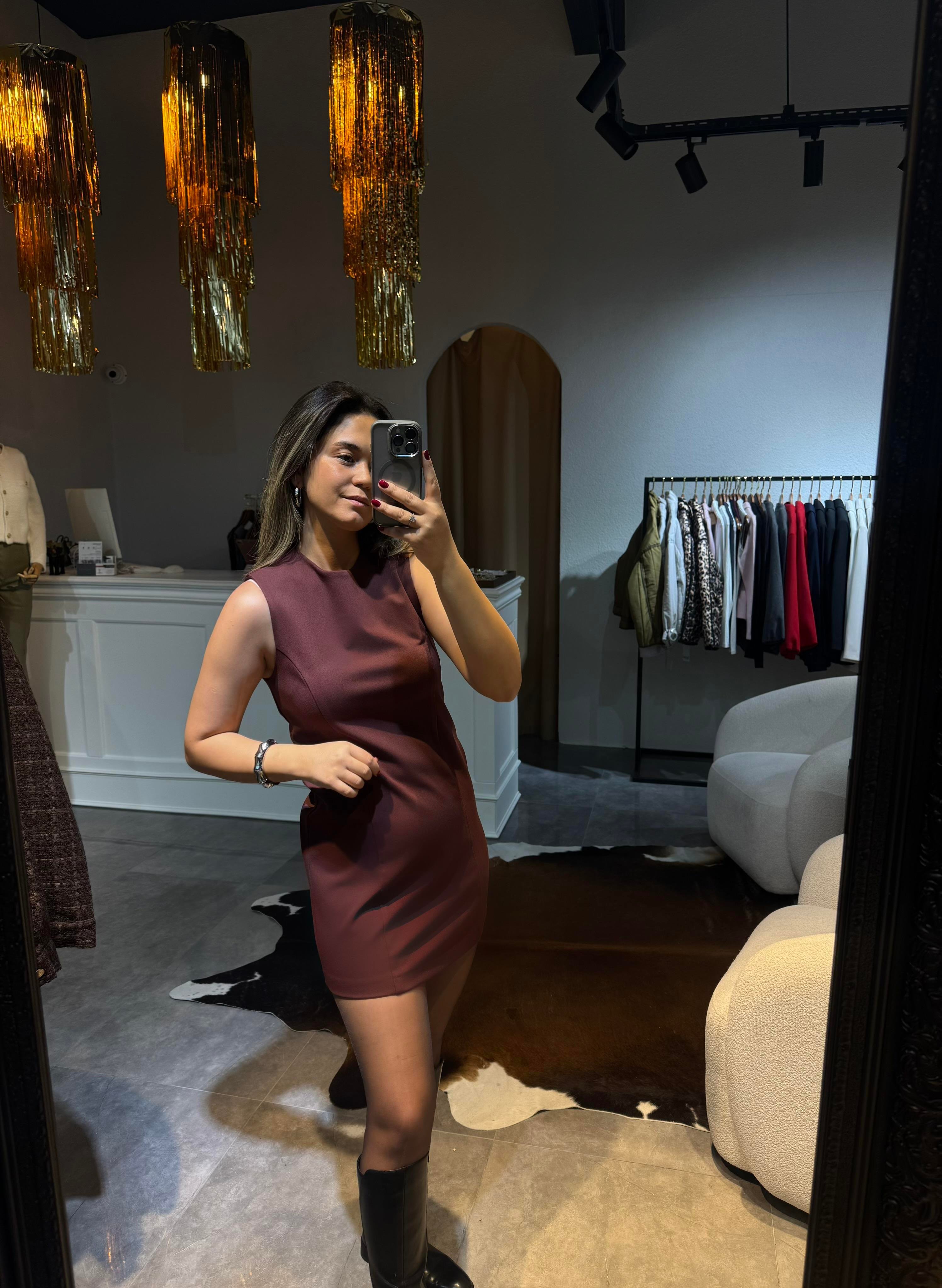 Bordo Kolsuz Elbise