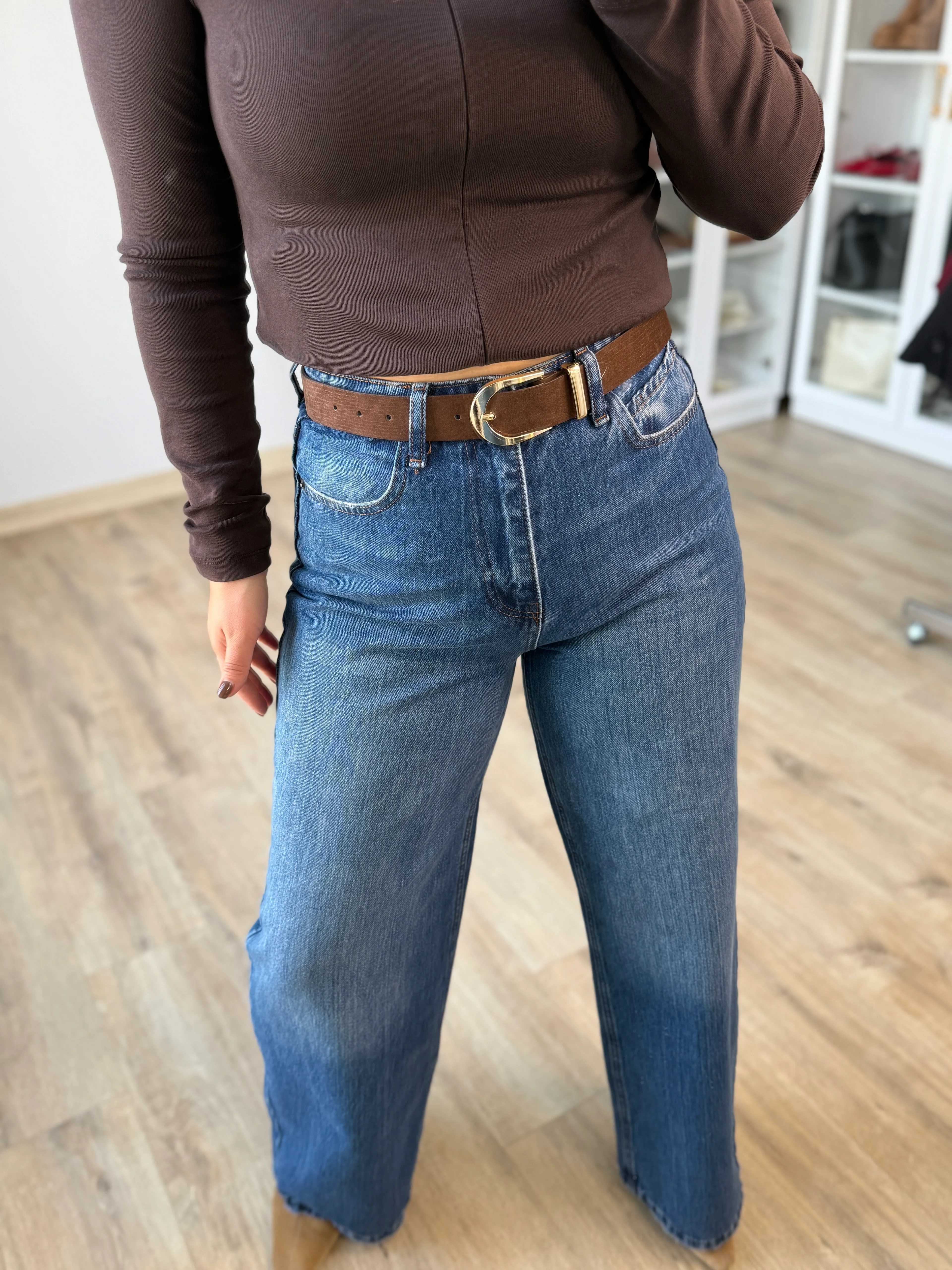 Kemerli Wide Leg Jean 