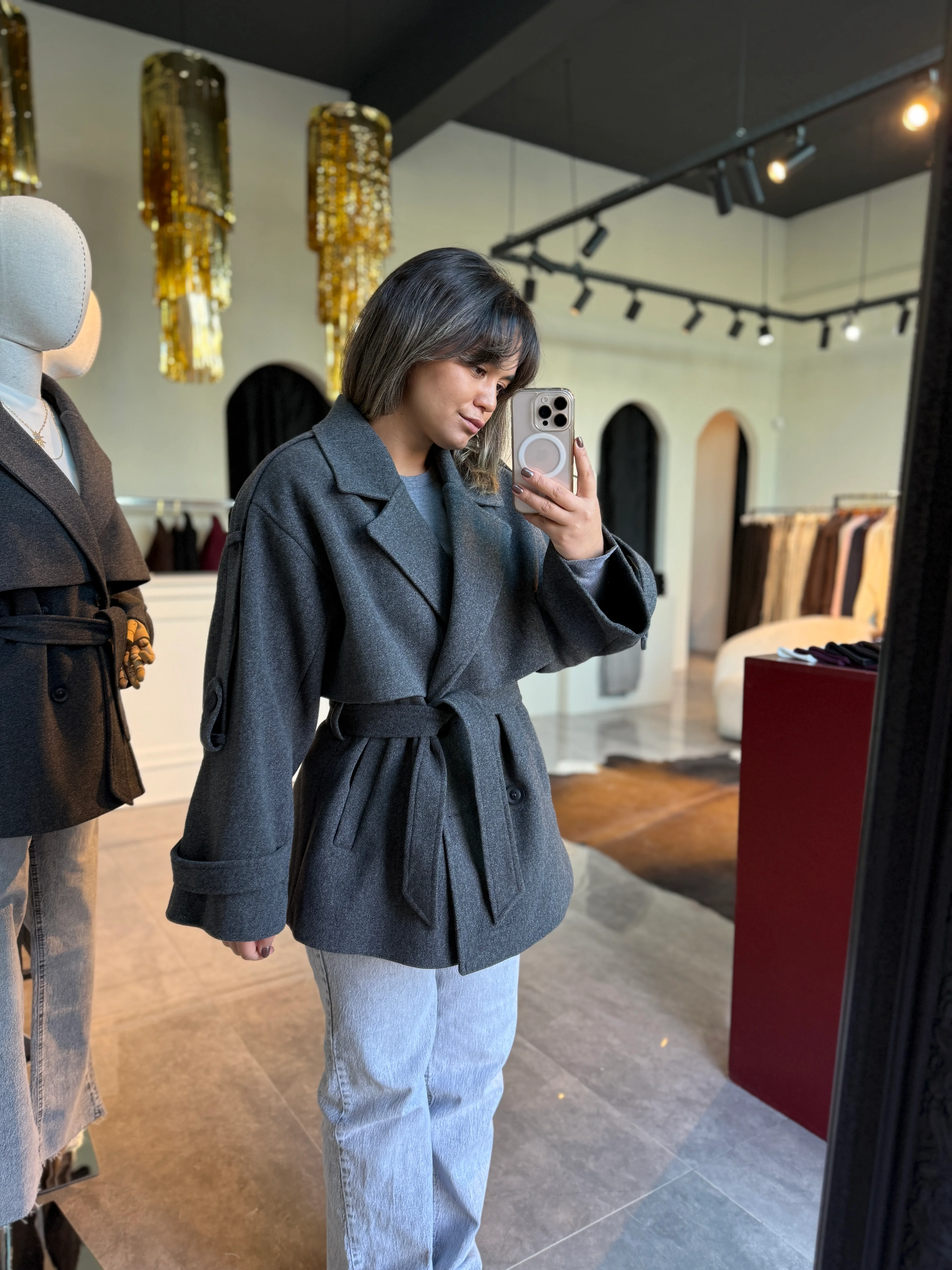 Kuşaklı Premium Kaşe - Gri