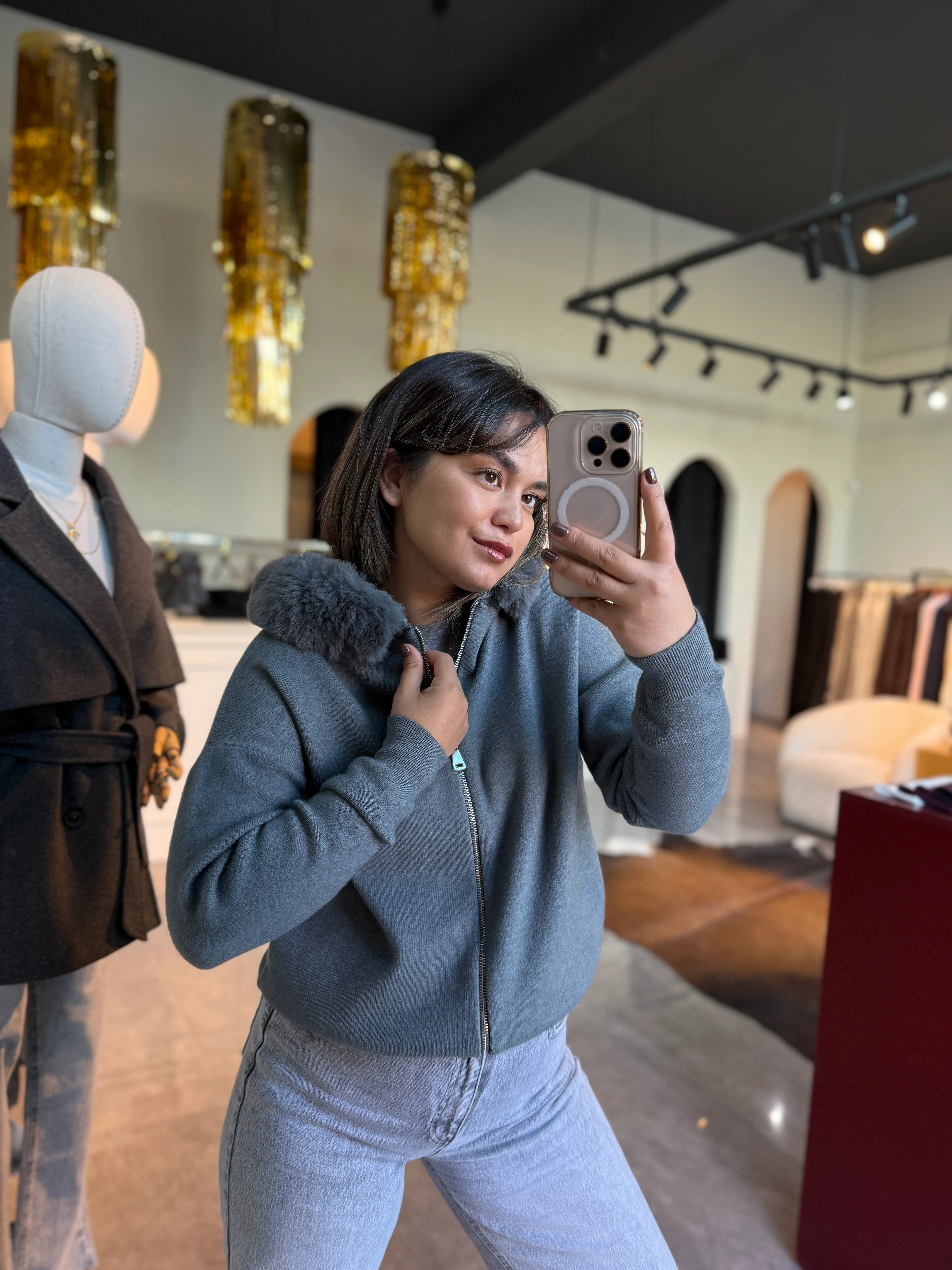 Kürklü Kapişonlu Hırka