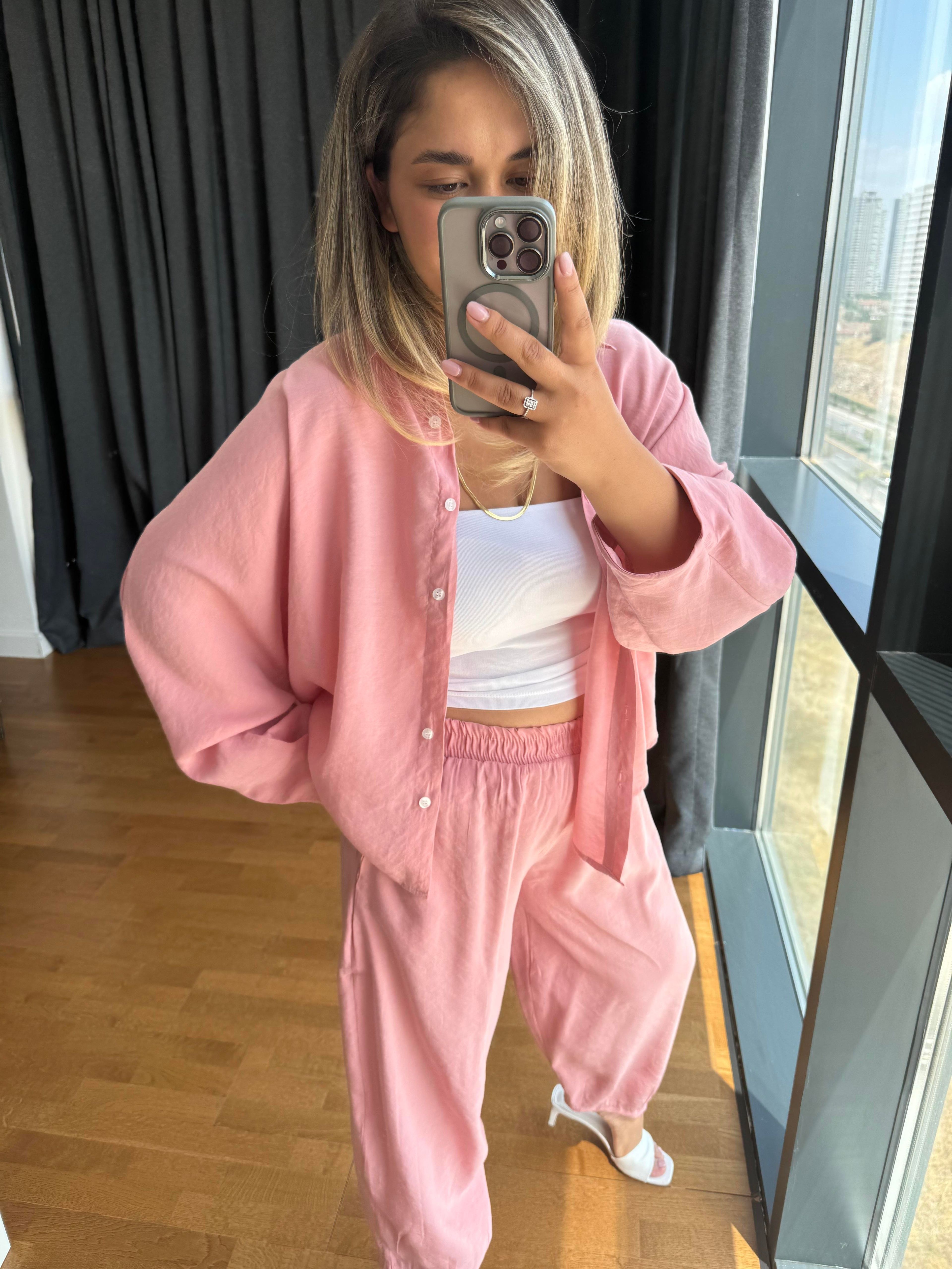 Pembe Takım Modal Kumaş 