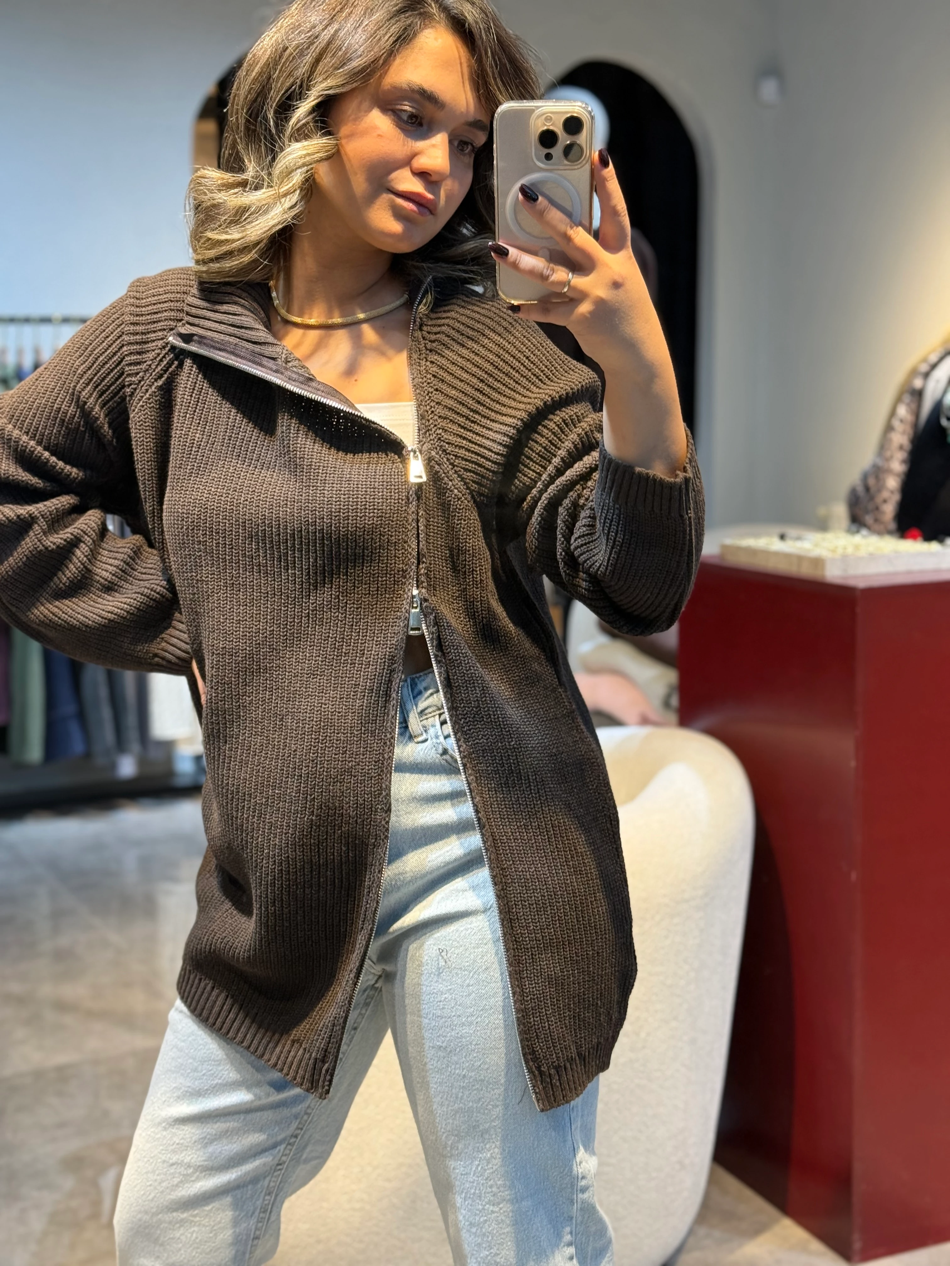 Yanı Fermuarlı Oversize Kazak 