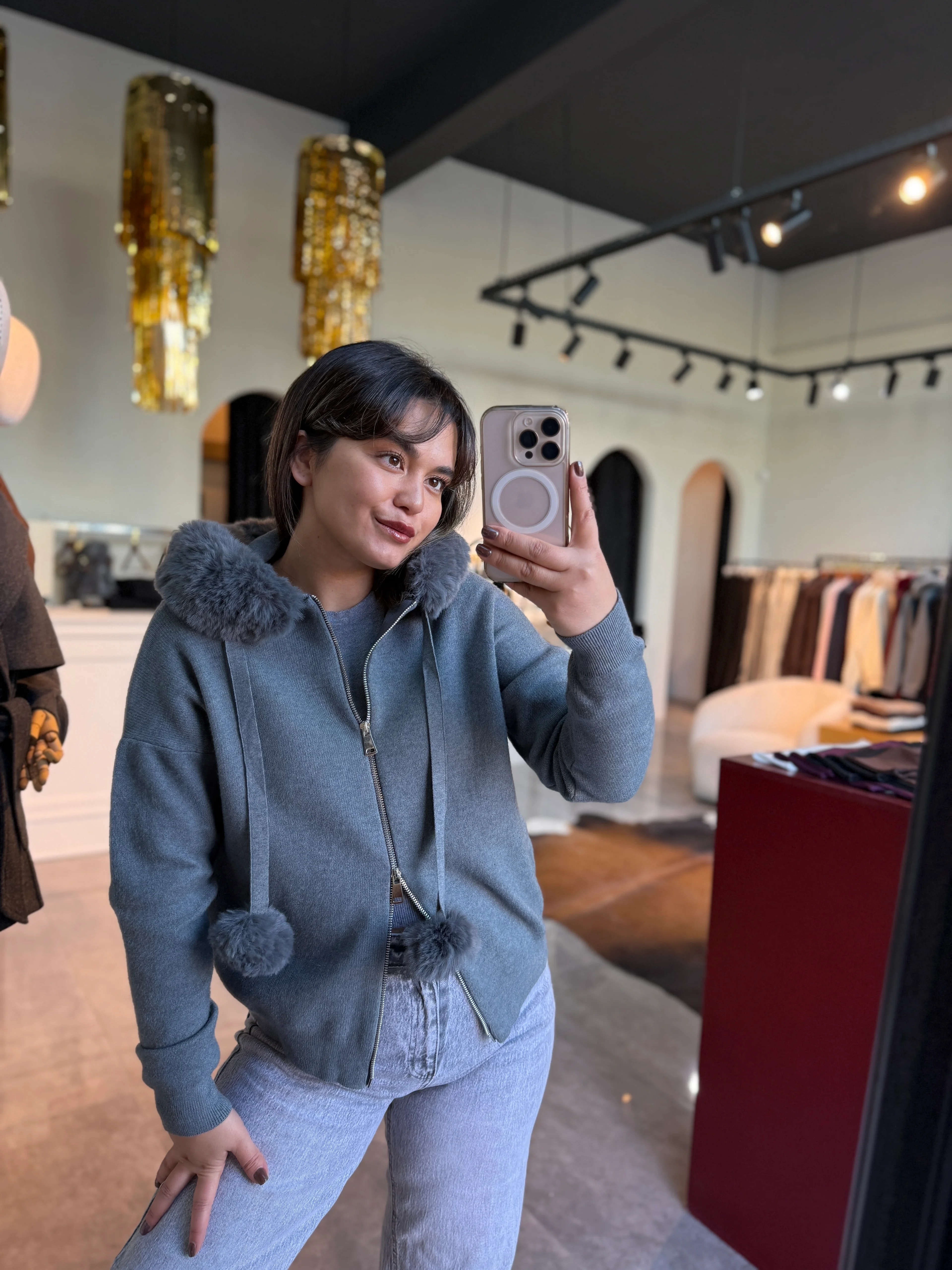 Kürklü Kapişonlu Hırka