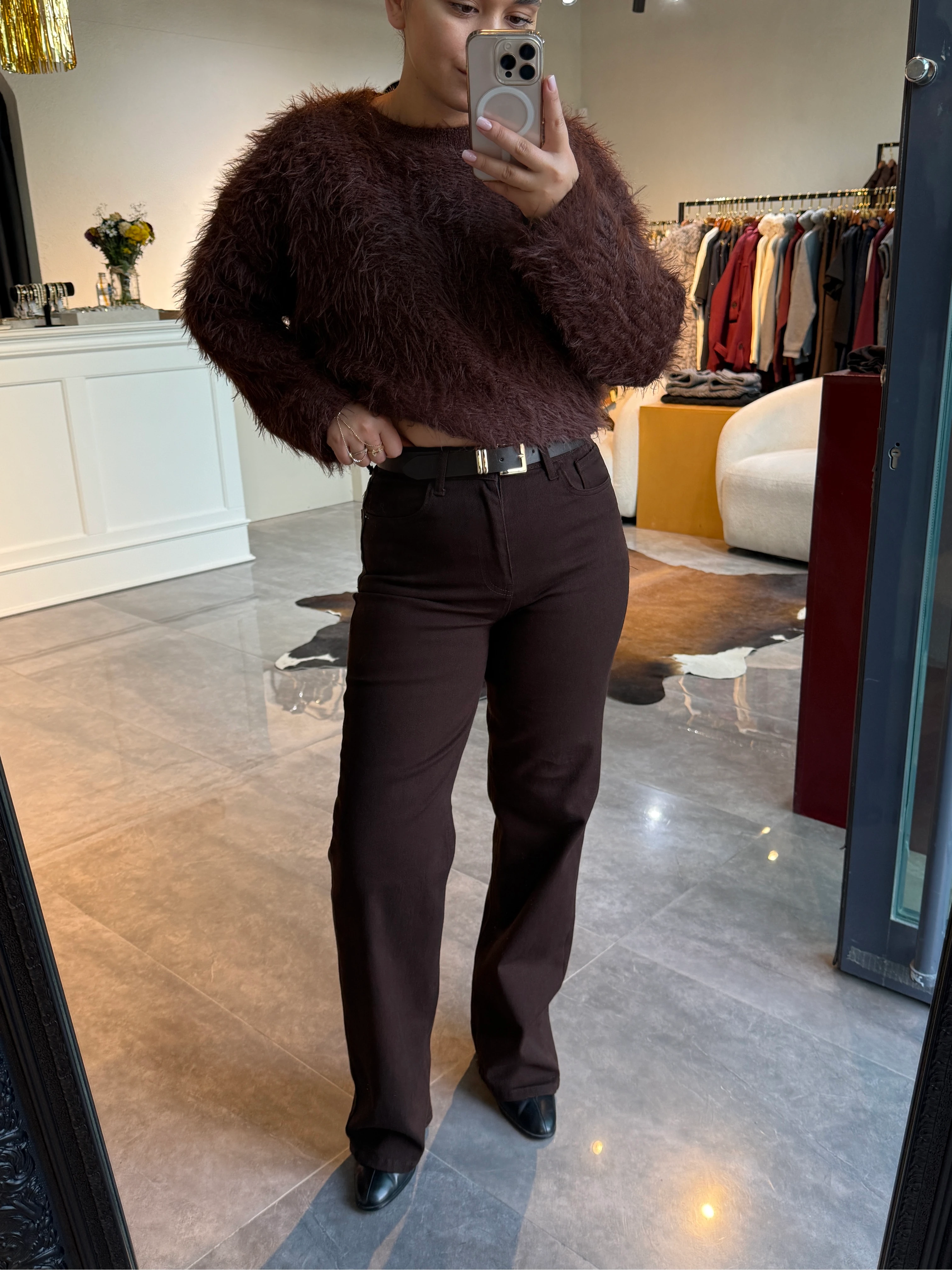 Wide Leg Kalıp Kemerli Pantolon 