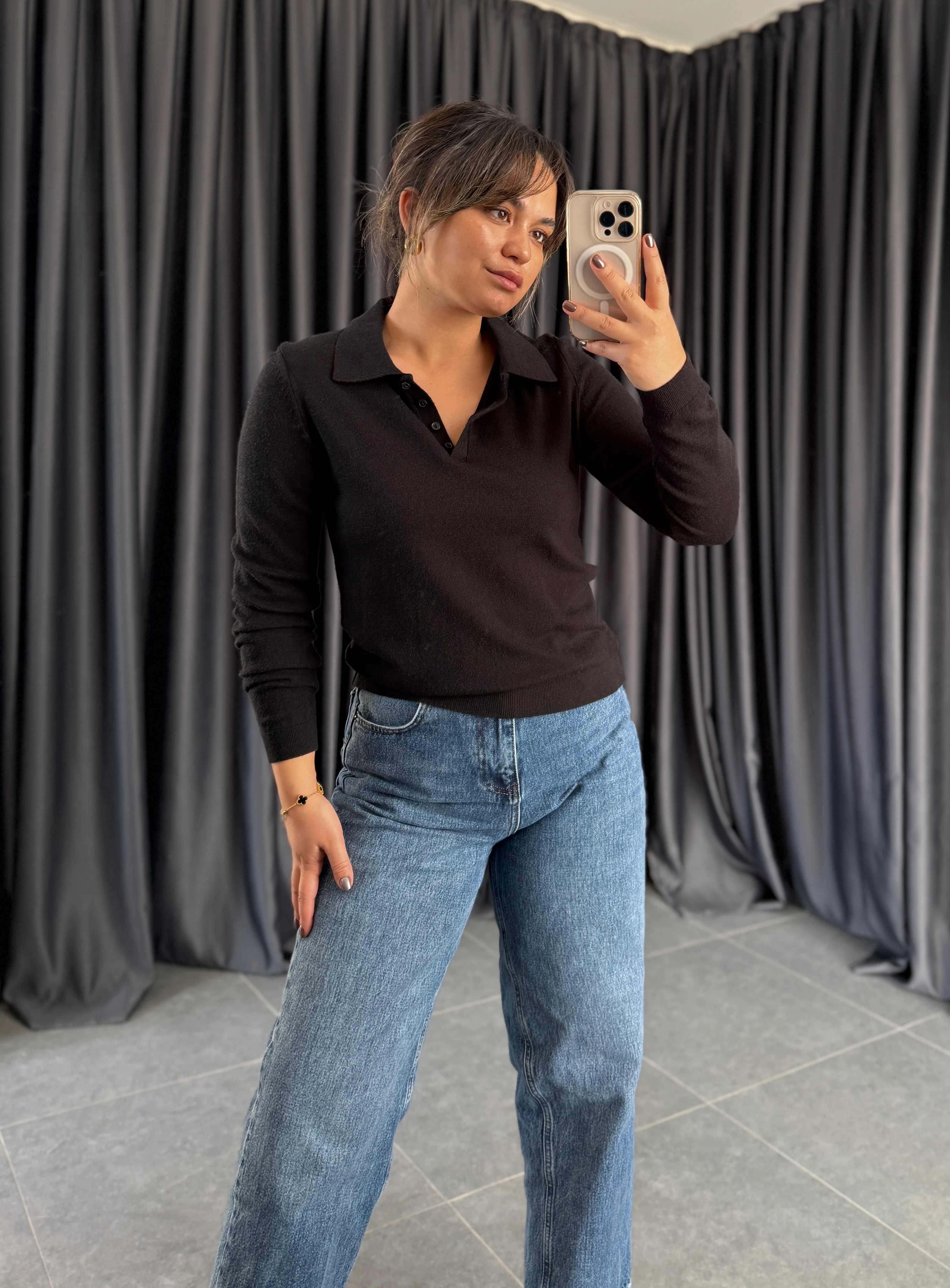 Polo yaka triko - Siyah