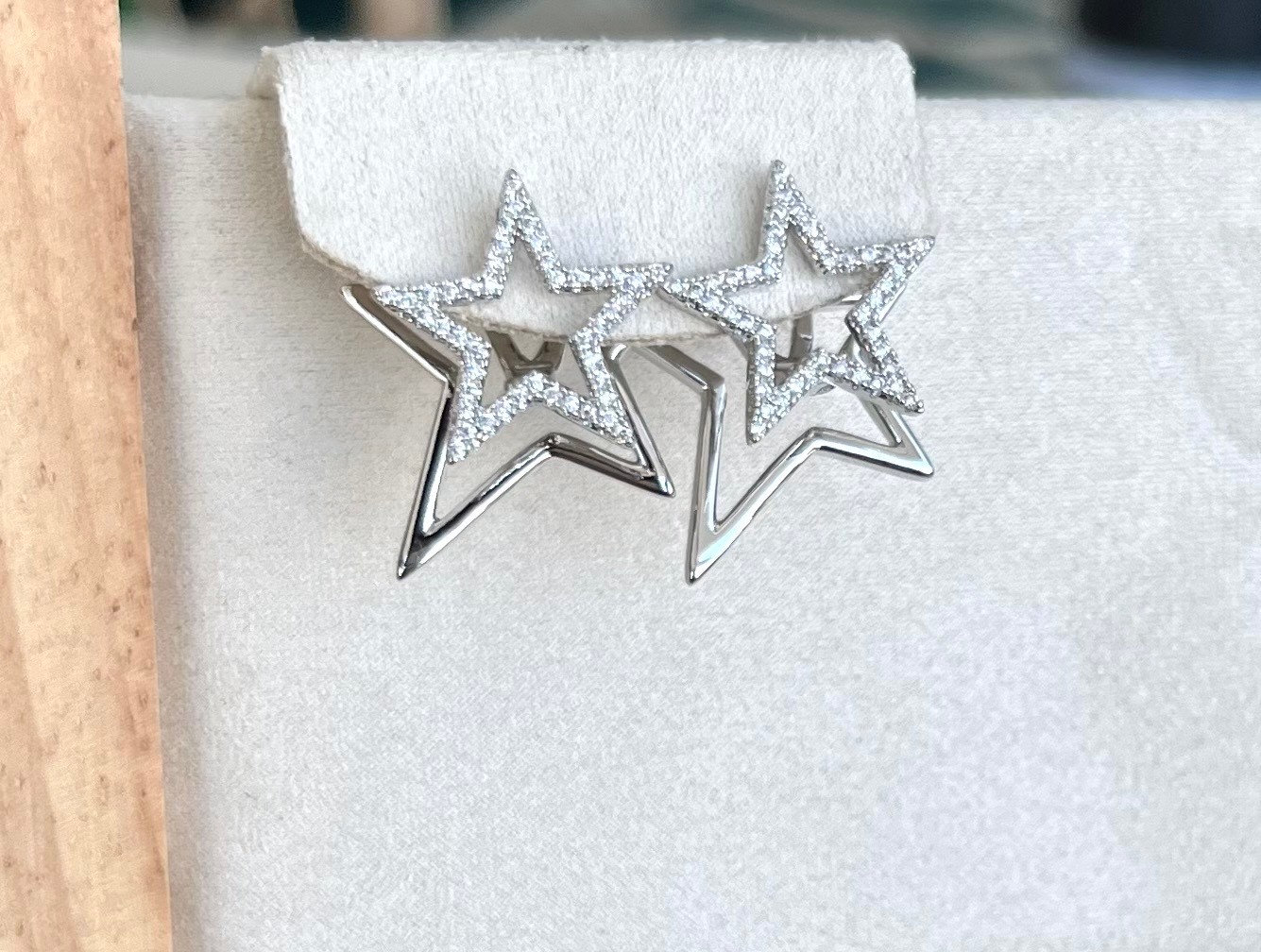 Yıldız Detaylı Silver Küpe