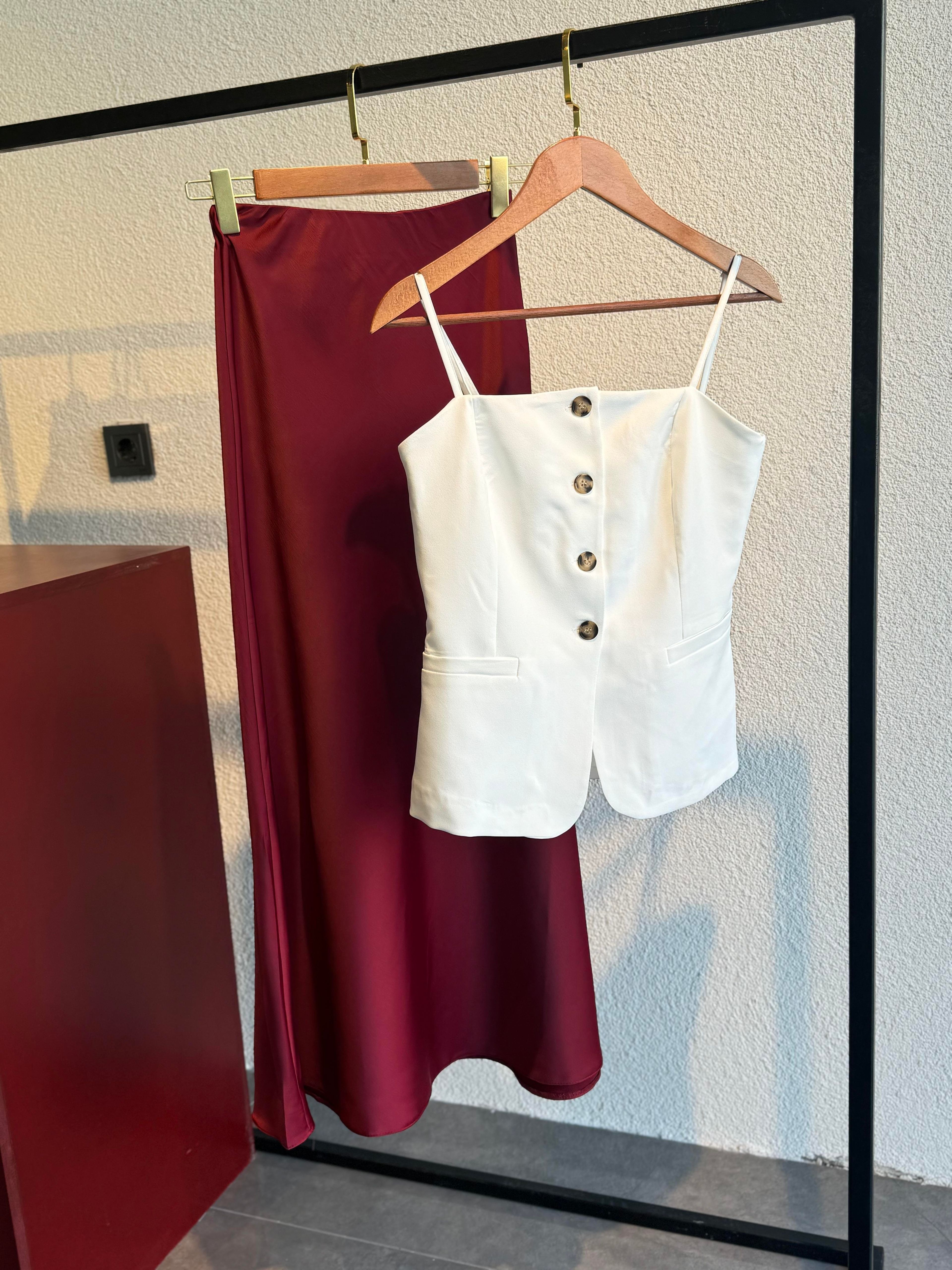 Bordo Saten Etek